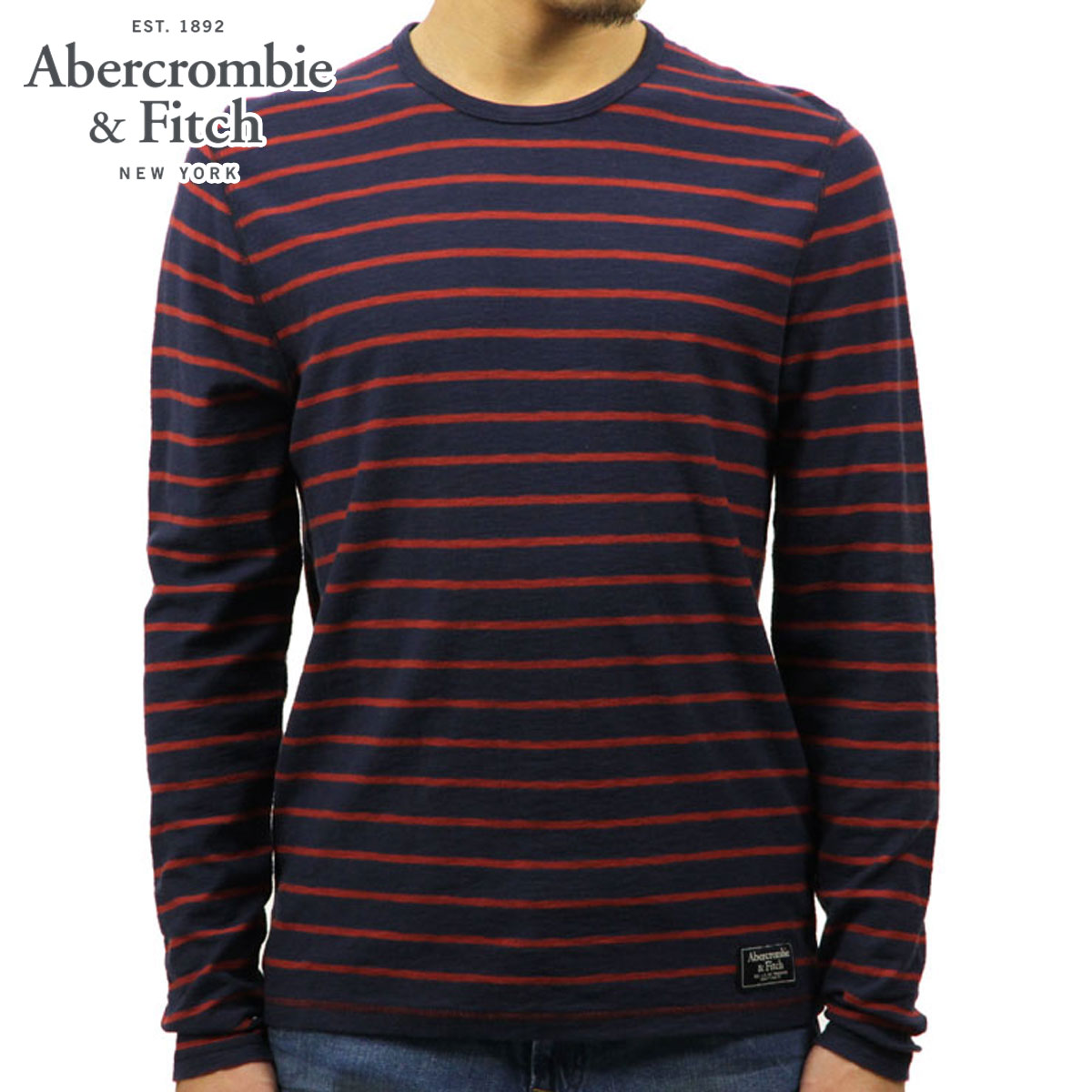 Abercrombie & Fitch アバクロ★ビンテージ風 ロンT クロップ丈 メンズ ヴィンテージ風クロップドロゴ長袖Tシャツ | メンズ