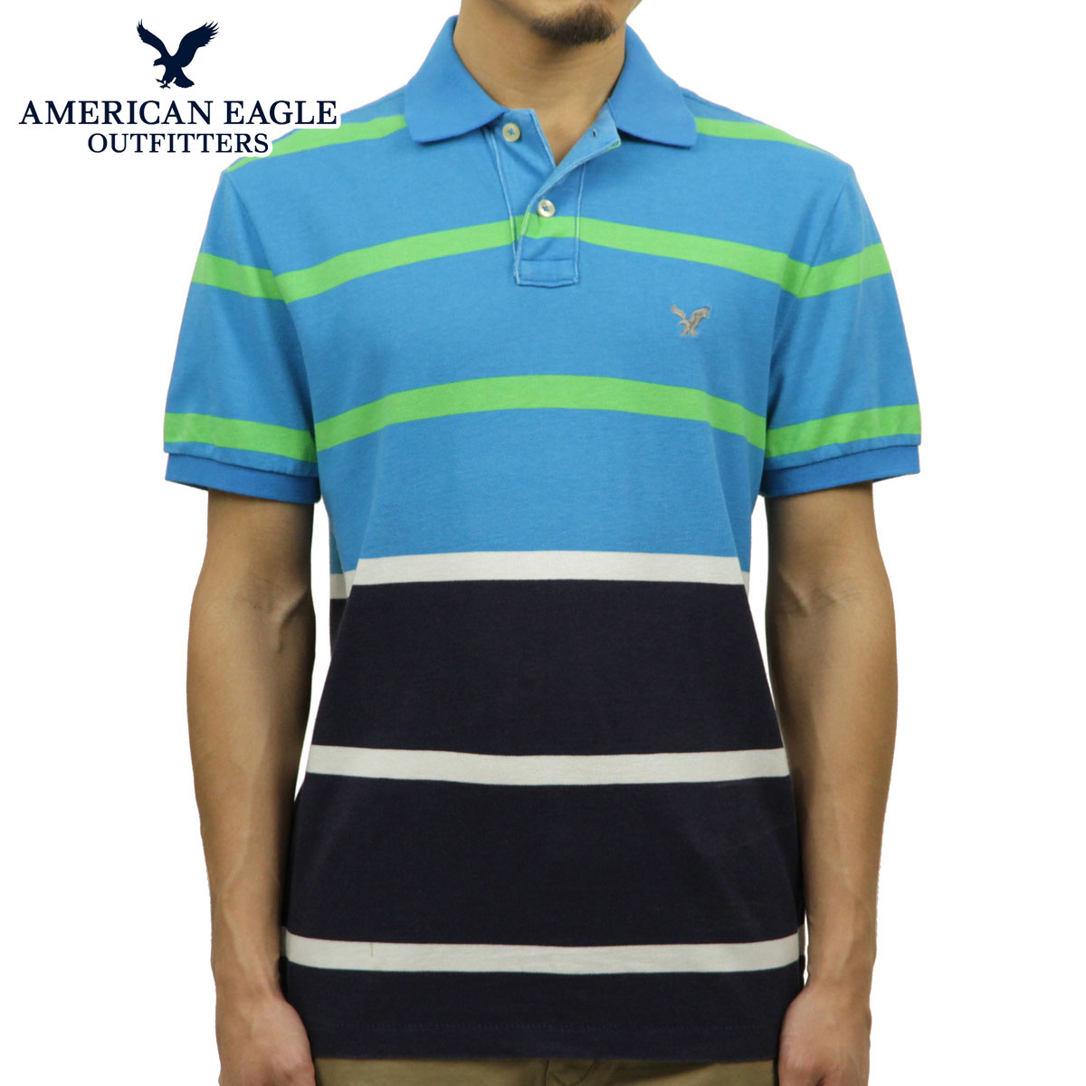 アメリカンイーグル ポロシャツ メンズ 正規品 AMERICAN EAGLE 半袖ポロシャツ 2165-6997 ネイビーブルー D20S30