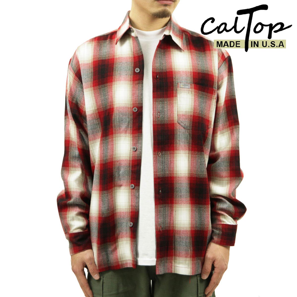 【ポイント10倍 4/4 20:00～4/10 1:59】 キャルトップ 長袖シャツ メンズ 正規品 CALTOP ACRYLIC OMBRE CHECK LONG SLEEVE SHIRTS 長袖 カルトップ チェックシャツ フレネルシャツ ネルシャツ オンブレ オールドスクール 2000LS RED / WHITE 10,148円