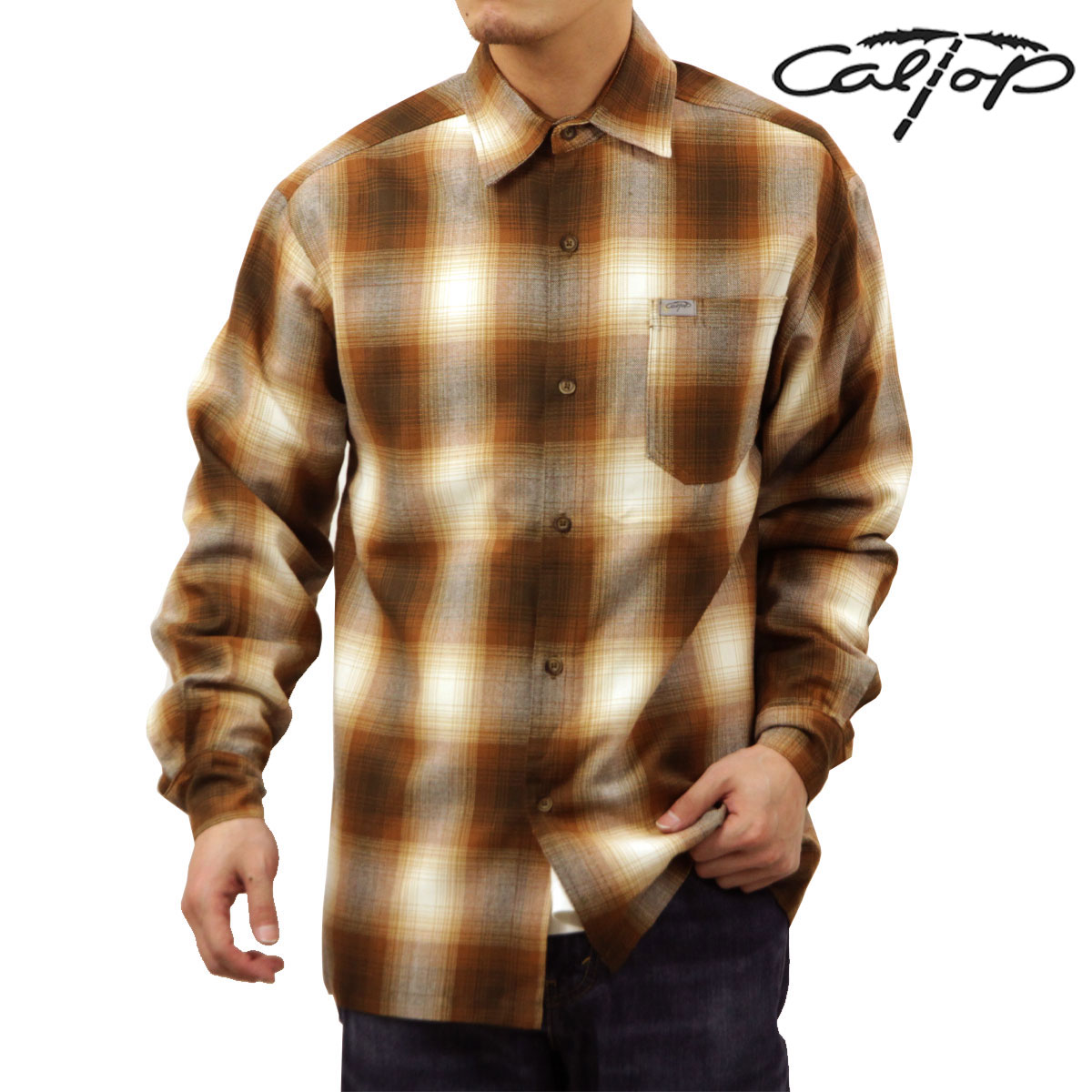 【ポイント10倍 7/19 20:00～7/26 1:59】 キャルトップ メンズ 長袖シャツ 正規品 CALTOP ACRYLIC OMBRE CHECK LONG SLEEVE SHIRTS 長袖 キャルトップ カルトップ チェックシャツ フレネルシャツ ネルシャツ オンブレ オールドスクール 2000LS CARAMEL｜ブランド品セレクトショップ MIXON