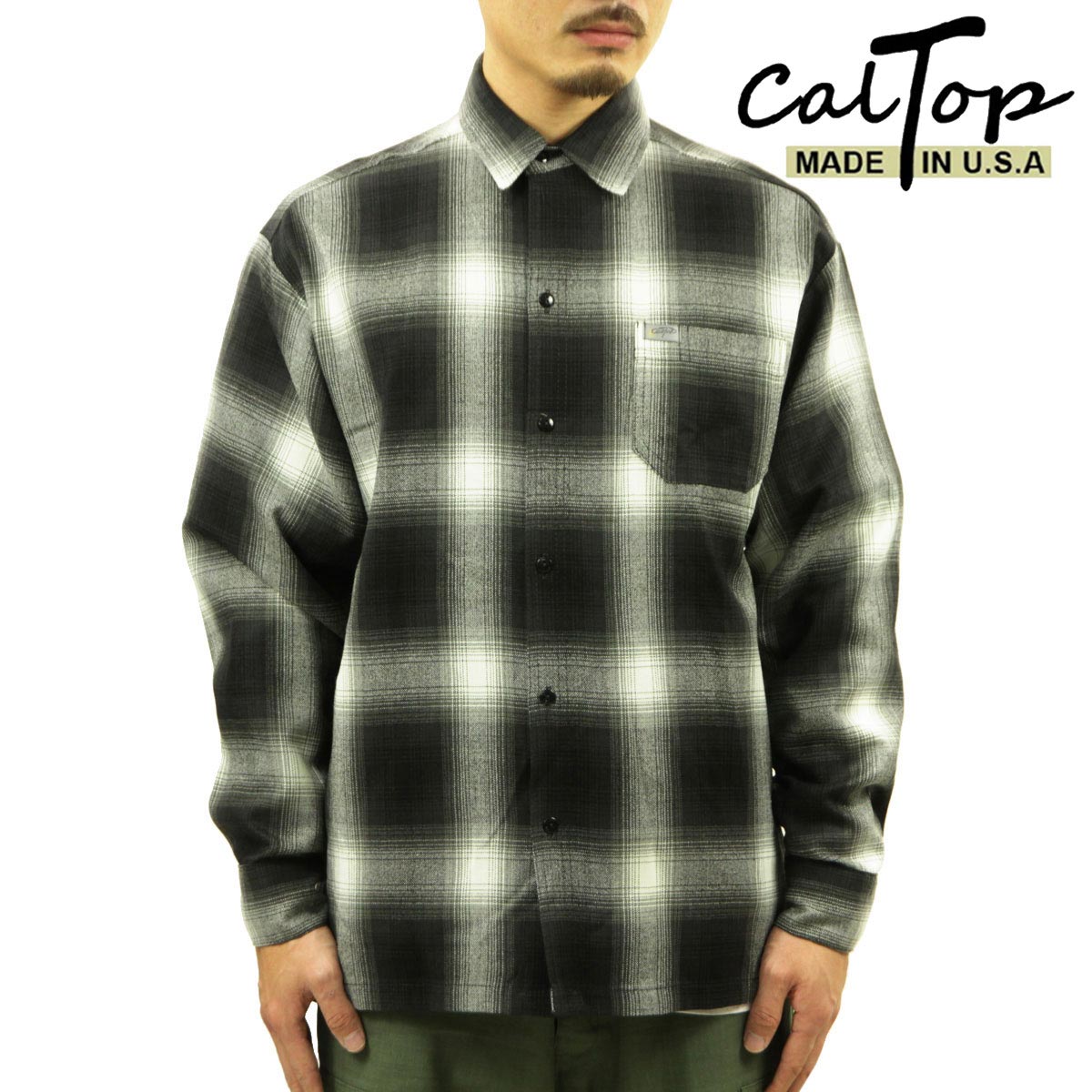 【ポイント10倍 7/19 20:00~7/26 1:59】 キャルトップ 長袖シャツ メンズ 正規品 CALTOP ACRYLIC OMBRE CHECK LONG SLEEVE SHIRTS 長袖 カルトップ チェックシャツ フレネルシャツ ネルシャツ オンブレ オールドスクール 2000LS BLACK / IVORY|ブランド品セレクトショップ MIXON