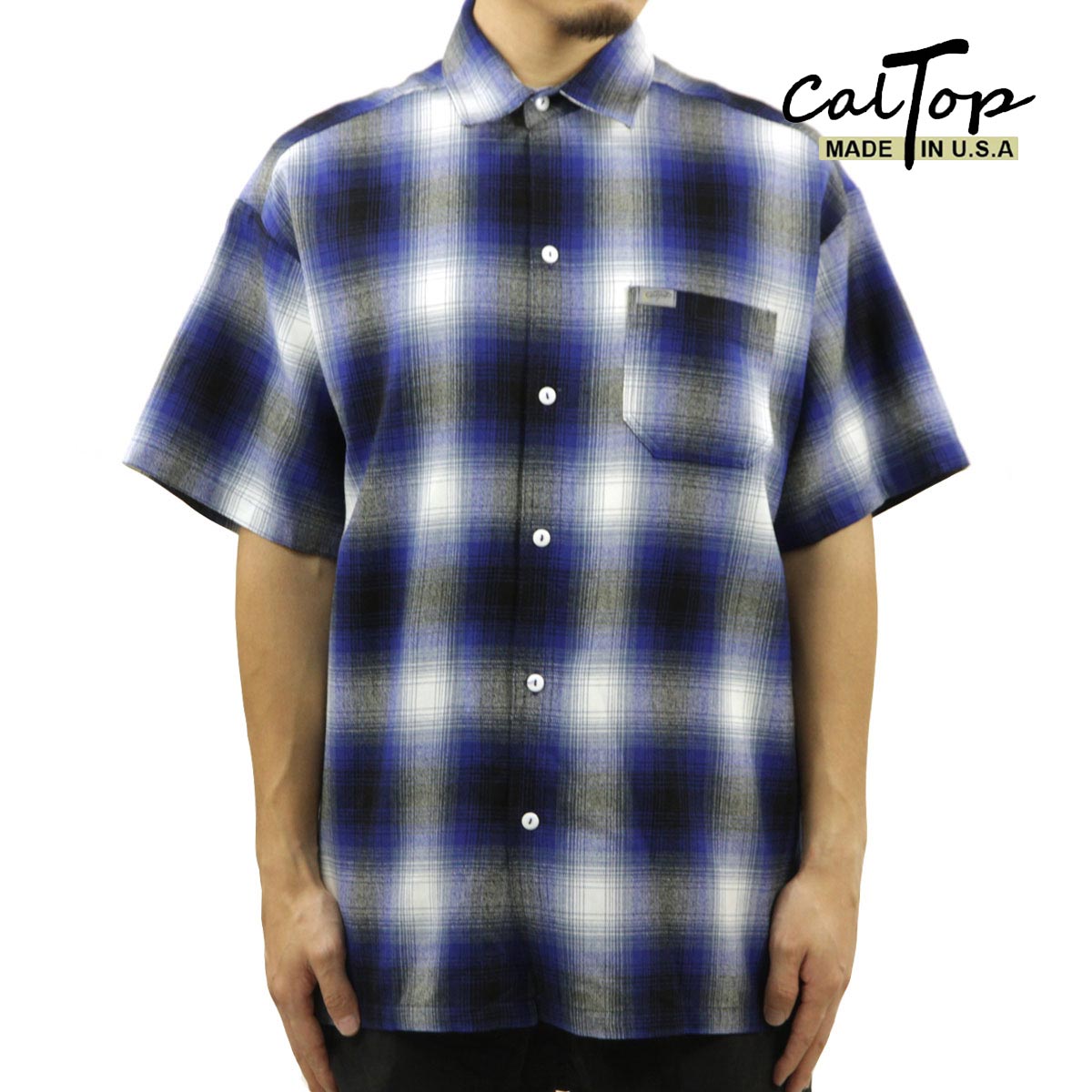 キャルトップ メンズ 半袖シャツ 正規品 CALTOP CALTOP ACRYLIC OMBRE CHECK SHORT SLEEVE SHIRTS ROYAL / WHITE 半袖 カルトップ チェックシャツ フレネルシャツ ネルシャツ オンブレ オールドスクール ショートスリーブ 2000SS｜ブランド品セレクトショップ MIXON