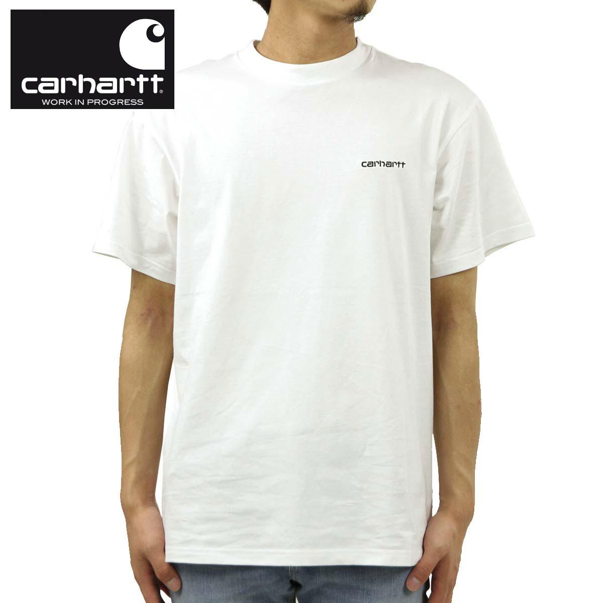 カーハート Tシャツ メンズ 正規販売店 CARHARTT WIP 半袖Tシャツ ロゴTシャツ SHORT SLEEVE SCRIPT EMBROIDERY T-SHIRT WHITE/BLACK I030435 00AXX