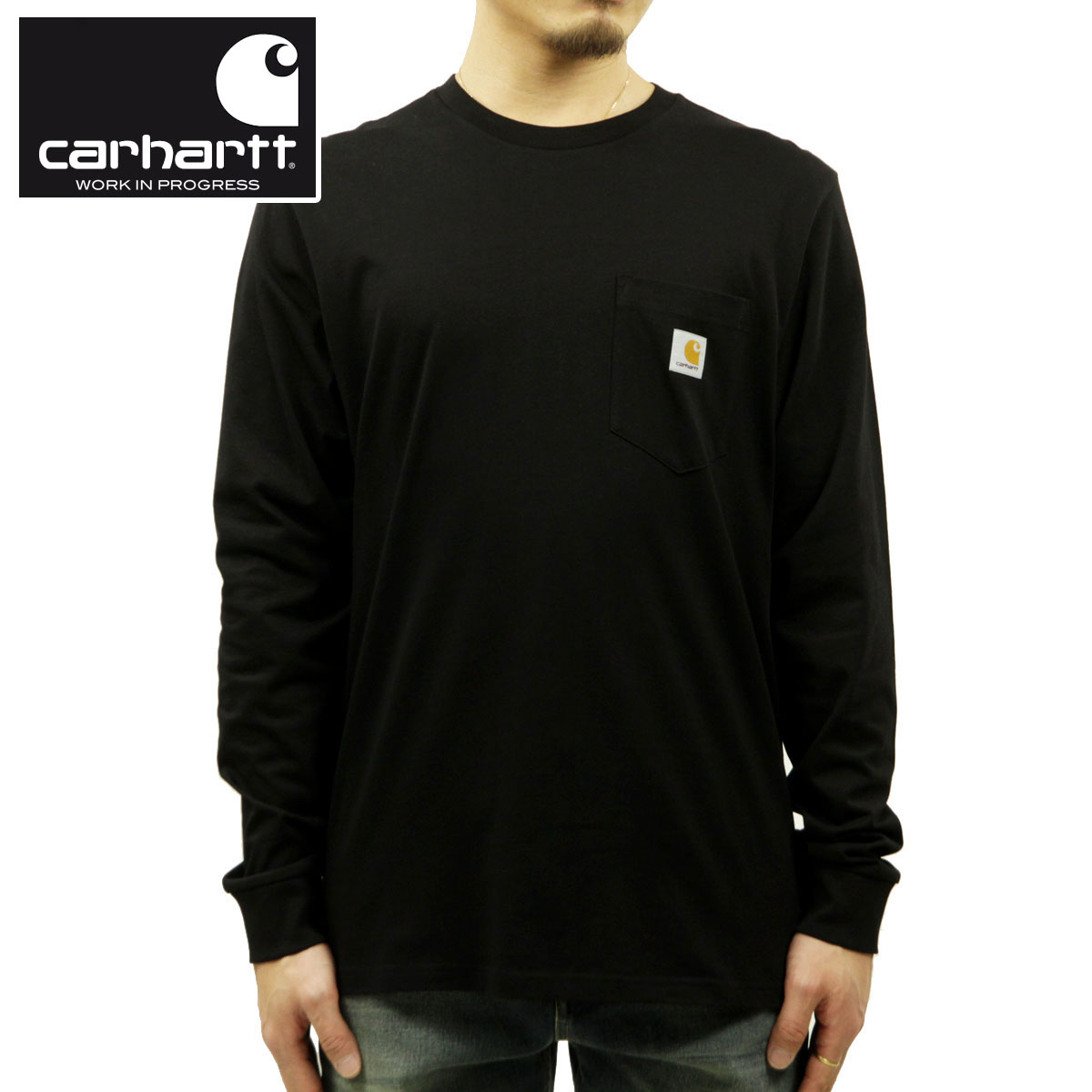 【尖んがり10倍 6/4 20:00～6/11 1:59】 鉄道車両ハート形 ロンT メンズ 定まり品 CARHARTT WIP 長袖ティーシャツ ポケT L/S POCKET T-SHIRT BLACK I022094 89 父の日 差し上げ物 ラッピング