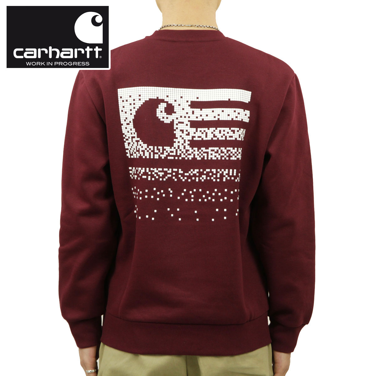 鉄道車両ハート形 流汗 メンズ 置き目品 CARHARTT WIP 調教師 うしろ側刷り上げる FADE STATE SWEATSHIRT WINE / WHITE I029528 0IU 父の日 差し上げ物 ラッピング