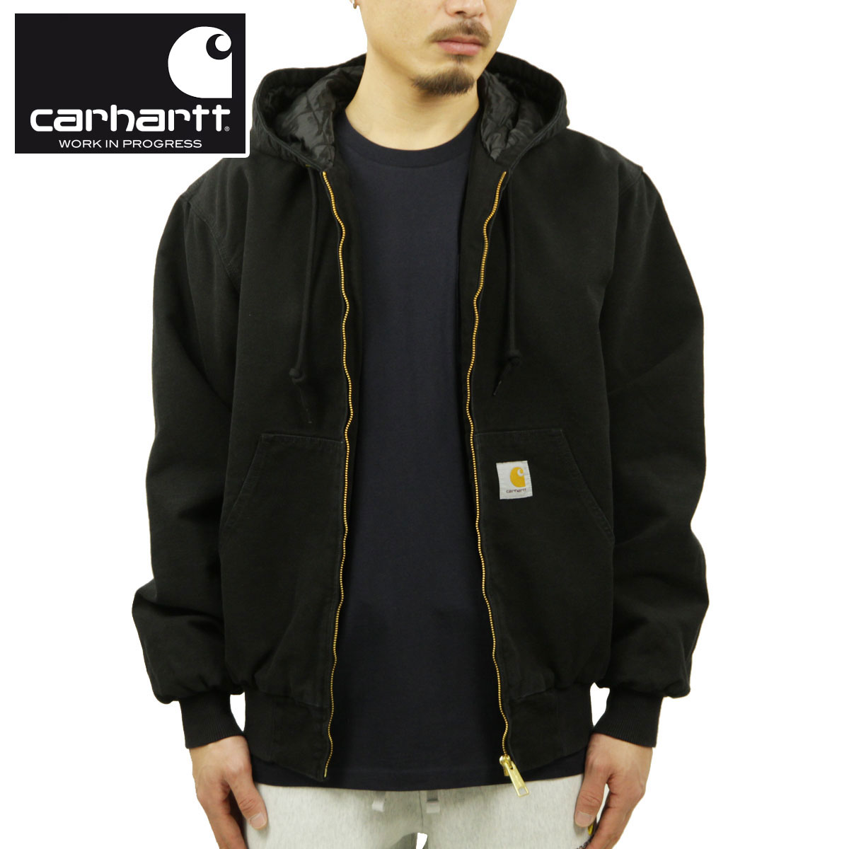 【尖んがり10倍 6/4 20:00～6/11 1:59】 鉄道車両ハート形 アウター メンズ 定まり品 CARHARTT WIP 能動的上衣 OG ACTIVE JACKET OG ACTIVE JACKET BLACK AGED CANVAS I027360 893K 父の日 差し上げ物 ラッピング