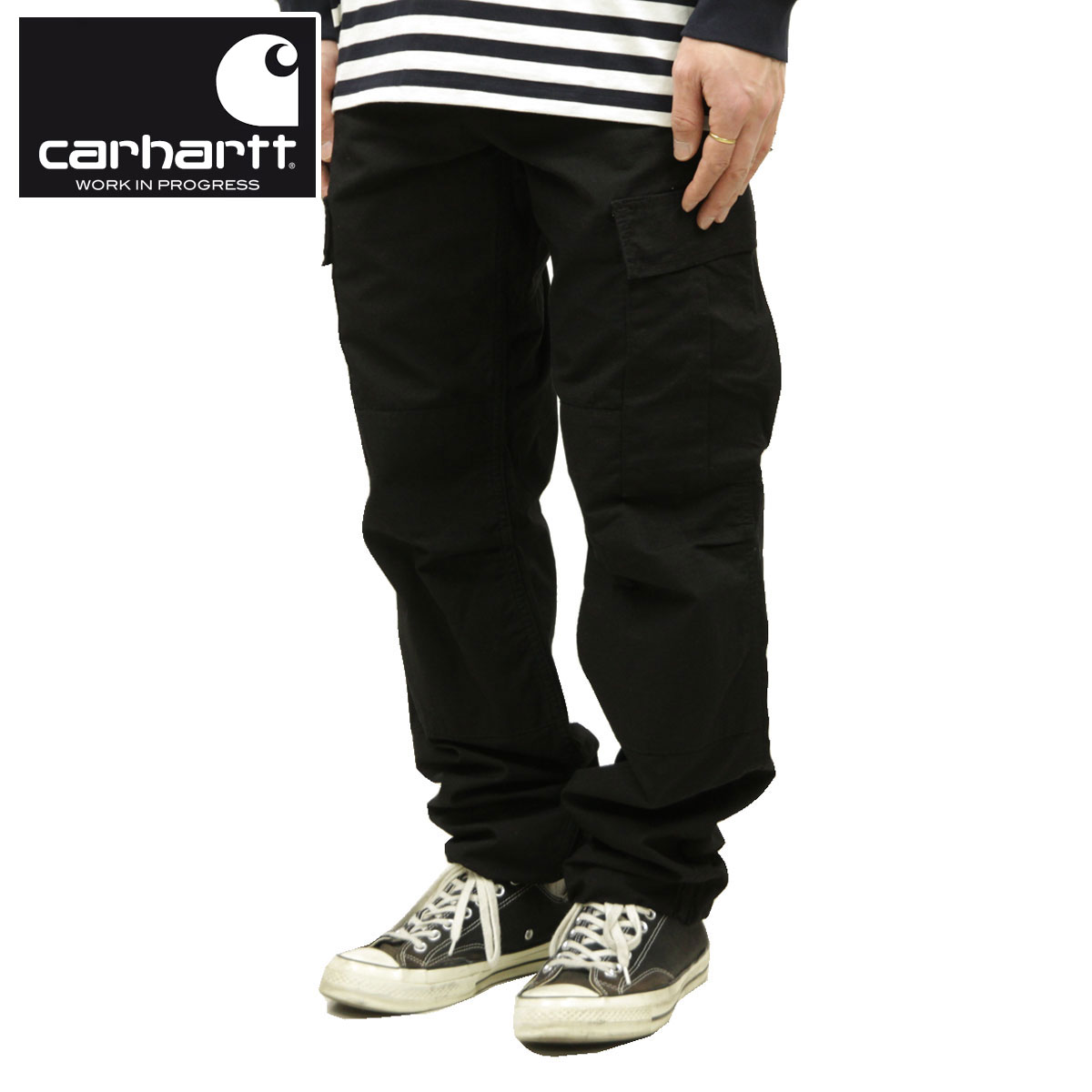 カーハート ボトムス メンズ 正規品 CARHARTT WIP カーゴパンツ REGULAR CARGO PANT COLUMBIA RIP STOP BLACK I032467 8902