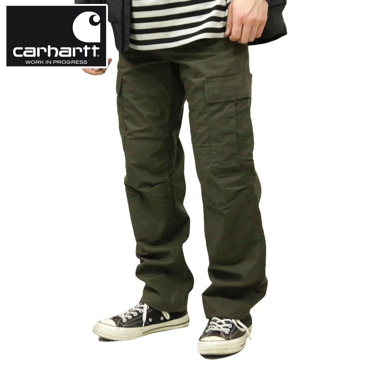カーハート ボトムス メンズ 正規品 CARHARTT WIP カーゴパンツ REGULAR CARGO PANT COLUMBIA RIP STOP OLIVE I032467 6302