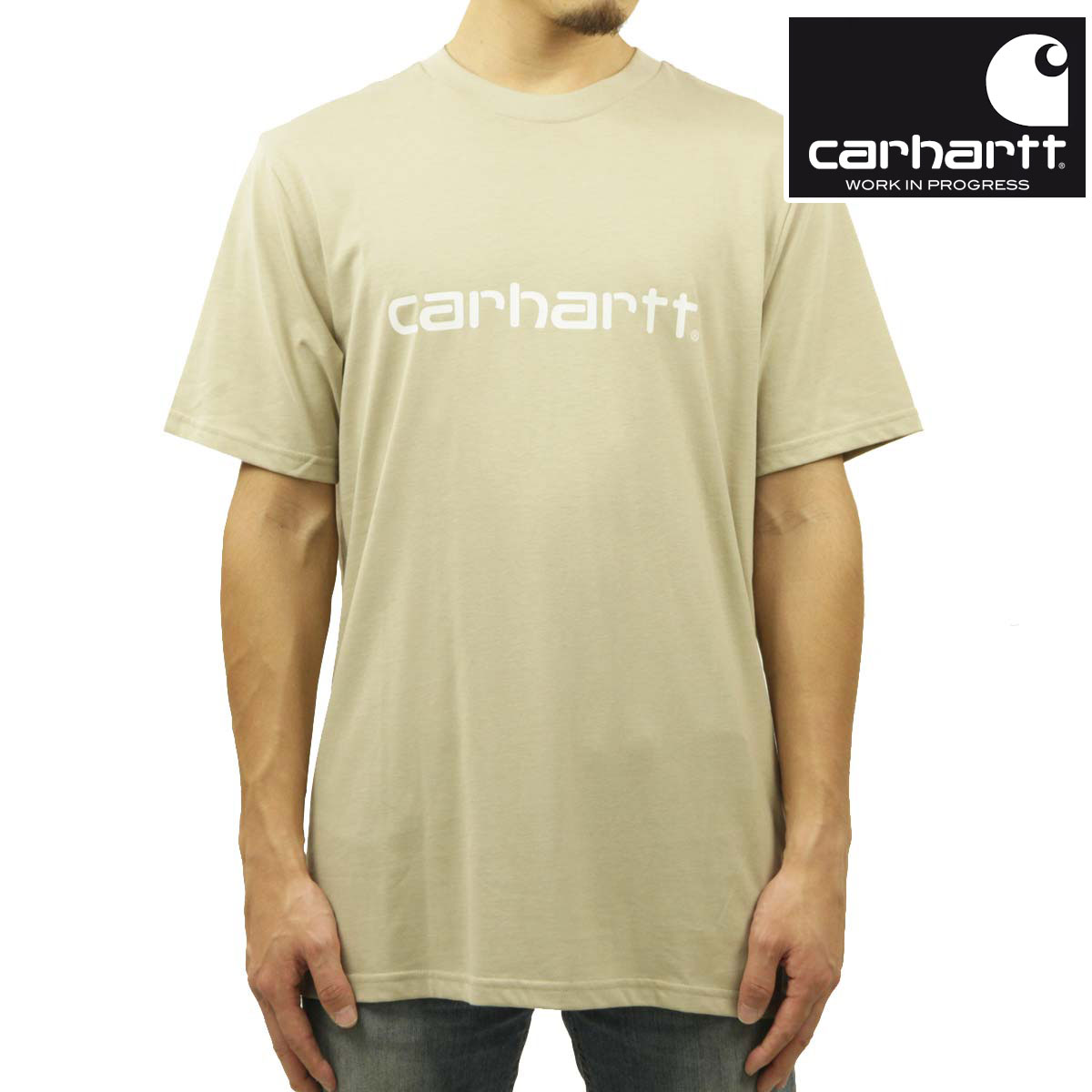 カーハート Tシャツ メンズ 正規品 CARHARTT WIP 半袖Tシャツ ロゴ クルーネック S/S SCRIPT T-SHIRT WALL / WAX KHAKI I031047 0QSXX