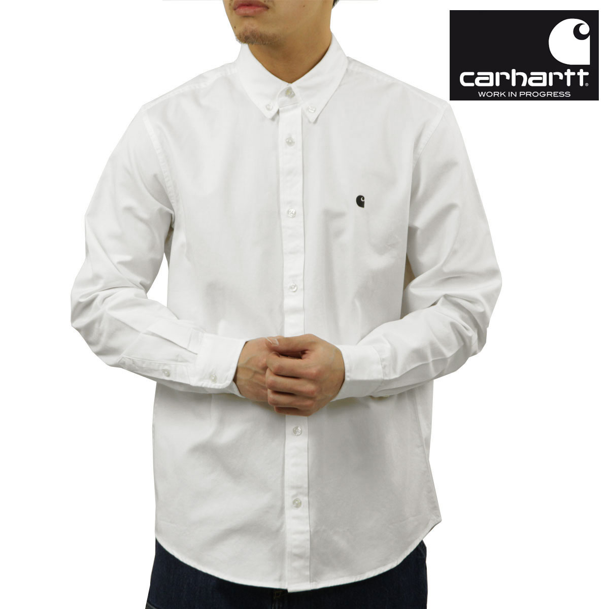 【ポイント10倍 7/19 20:00~7/26 1:59】 カーハート メンズ 長袖シャツ 正規品 CARHARTT WIP ボタンダウン カジュアルシャツ LONG SLEEVE MADISON SHIRT WHITE / BLACK I023339 00AXX|ブランド品セレクトショップ MIXON