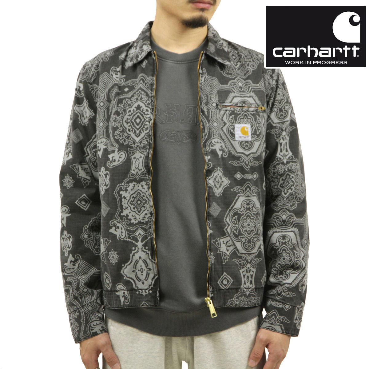 【ポイント10倍 7/19 20:00～7/26 1:59】 カーハート メンズ ジャケット 正規品 CARHARTT WORK IN PROGRESS ペイズリー柄 デトロイトジャケット DETROIT JACKET VERSE PRINT I030763 BK｜ブランド品セレクトショップ MIXON