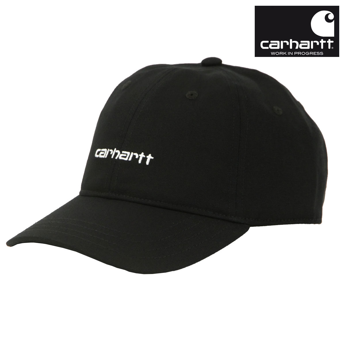 カーハート メンズ レディース キャップ 正規品 CARHARTT WIP 帽子 ロゴ コットン CANVAS SCRIPT CAP BLACK / WHITE I028876 0D2XX