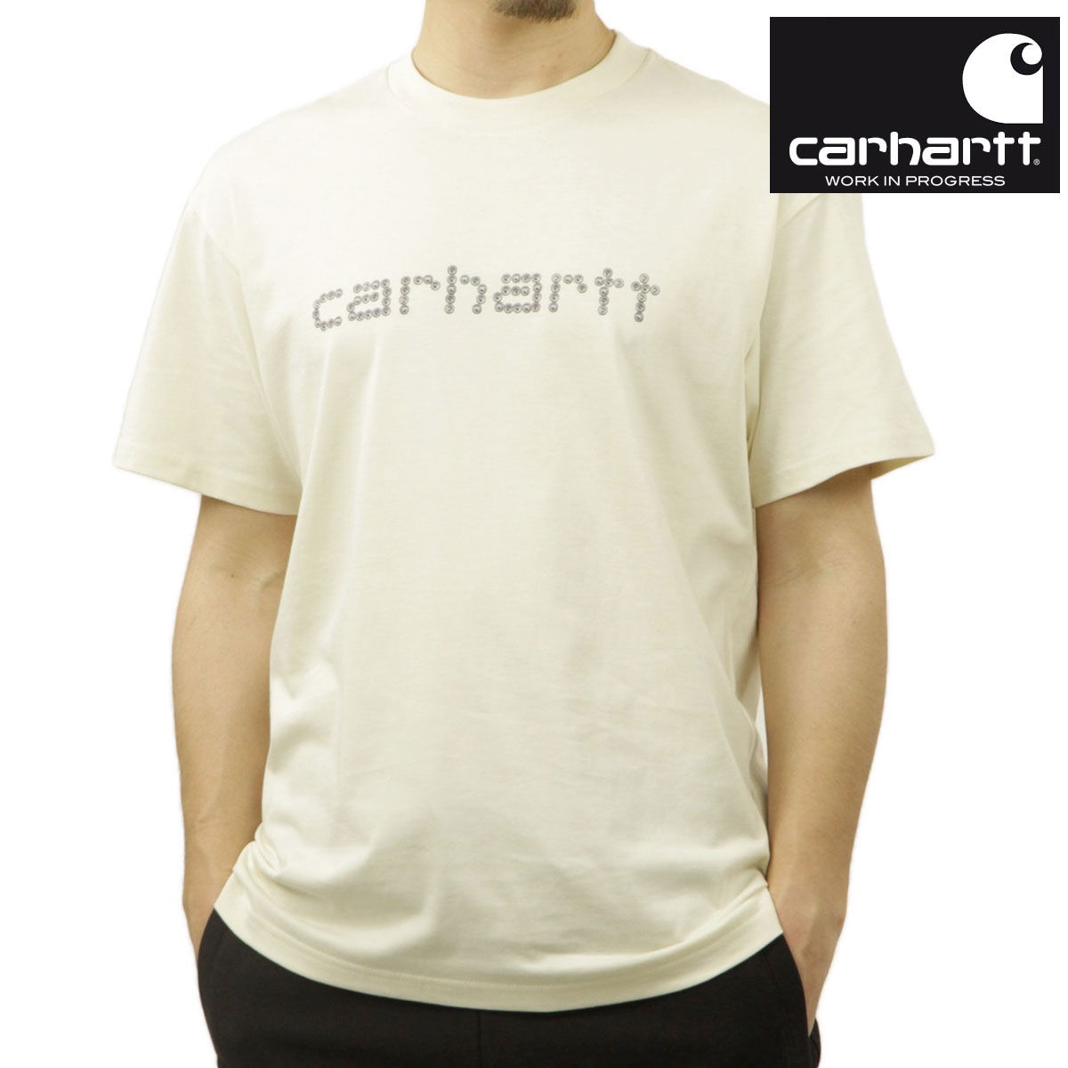 【ポイント10倍 4/4 20:00～4/10 1:59】 カーハート メンズ 半袖Tシャツ 正規品 CARHARTT WIP クルーネック ルーズフィット SHORT SLEEVE RIVET SCRIPT LOOSE FIT T-SHIRT NATURAL I034396