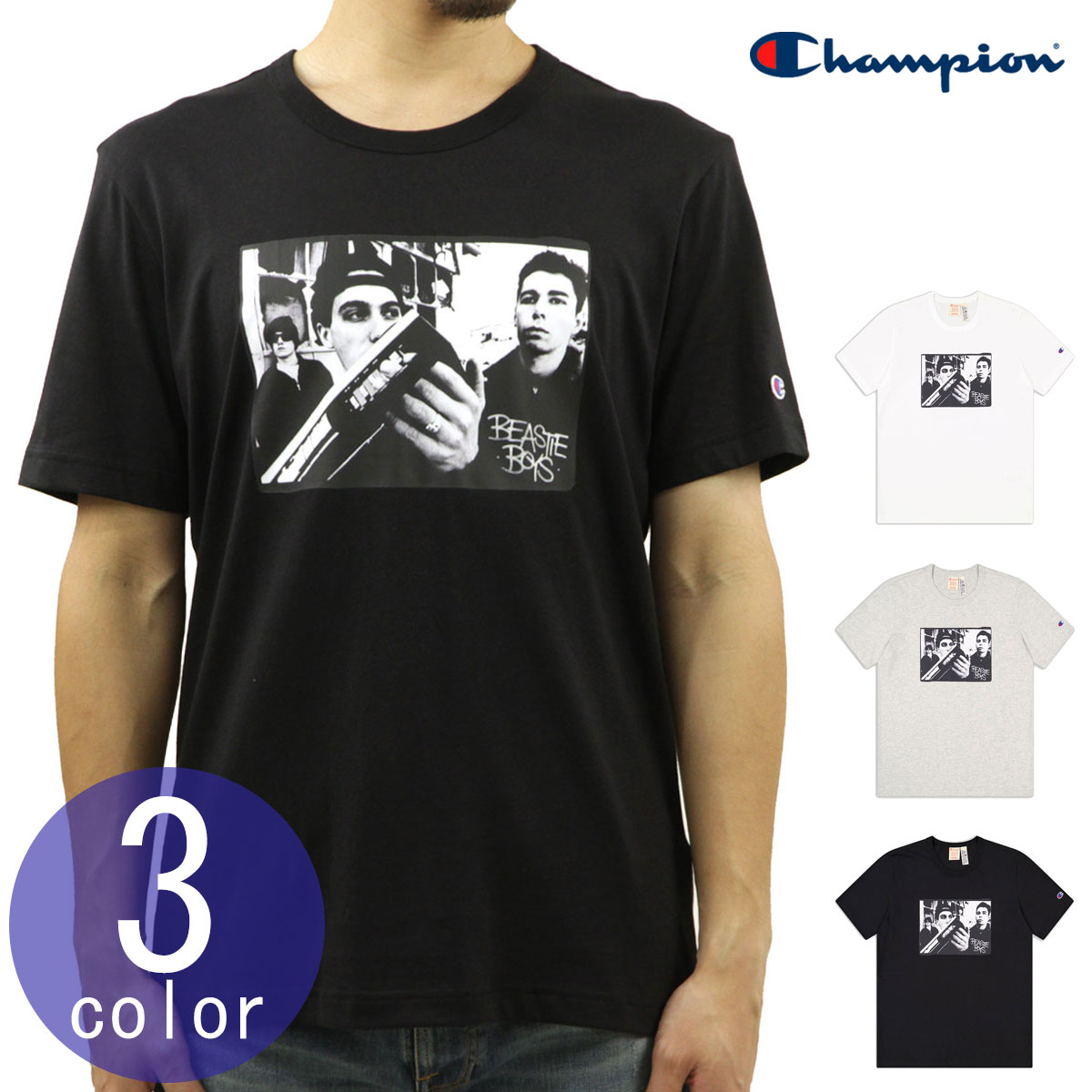はやりっ児 メンズ 半袖ティーシャツ 置き目品 CHAMPION ビースティ・ボーイズ ダンス楽隊ティーシャツ CHAMPION X BEASTIE BOYS ATHLETIC JERSEY COMBED \