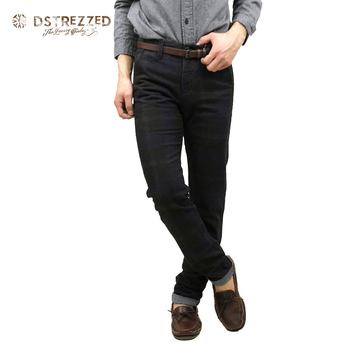 【ポイント10倍 4/14 20:00～4/17 9:59】 ディストレス チノパン メンズ 正規販売店 DSTREZZED ボトムス Chino belt Flannel Tartan check 501159 69 D00S20