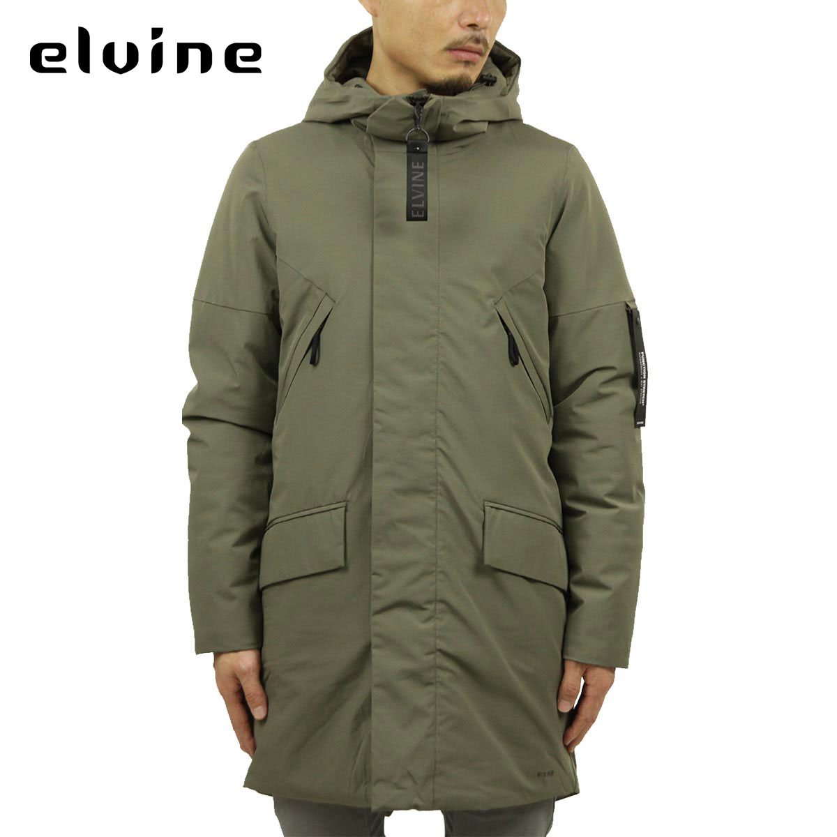 15%OFFクーポンセール 【利用期間 7/19 20:00～7/26 1:59】 エルバイン アウター メンズ 正規販売店 elvine ジャケット ナイロンジャケット ZANE NYLON LONG JACKET FUNCTION STRETCH 193006 086 CASTORGREEN｜ブランド品セレクトショップ MIXON