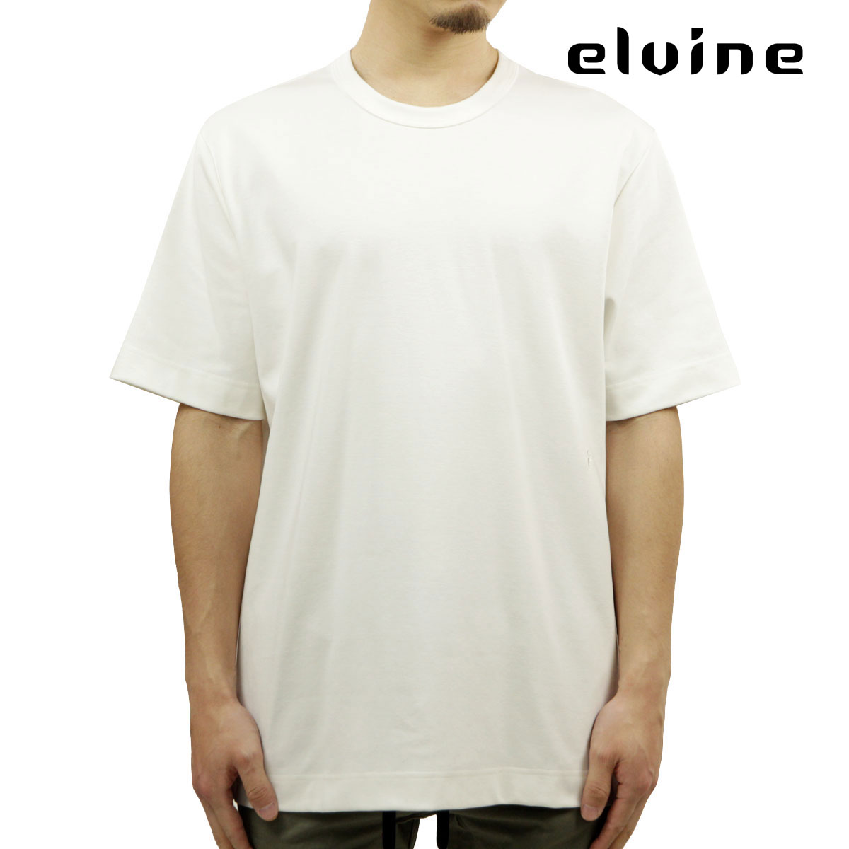 エルバイン メンズ 半袖プルオーバー 置き目売りわたす店 elvine 分かりやすい 労働者の一団のど首 HADAR DOUBLE FACED JERSEY T-SHIRT 330733 101 OFF WHITE 父の日 差し上げ物 ラッピング