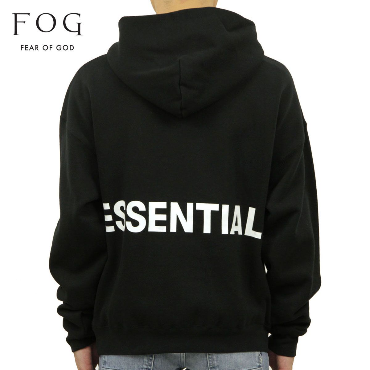 fear of god essentials graphic pullover hoodie black