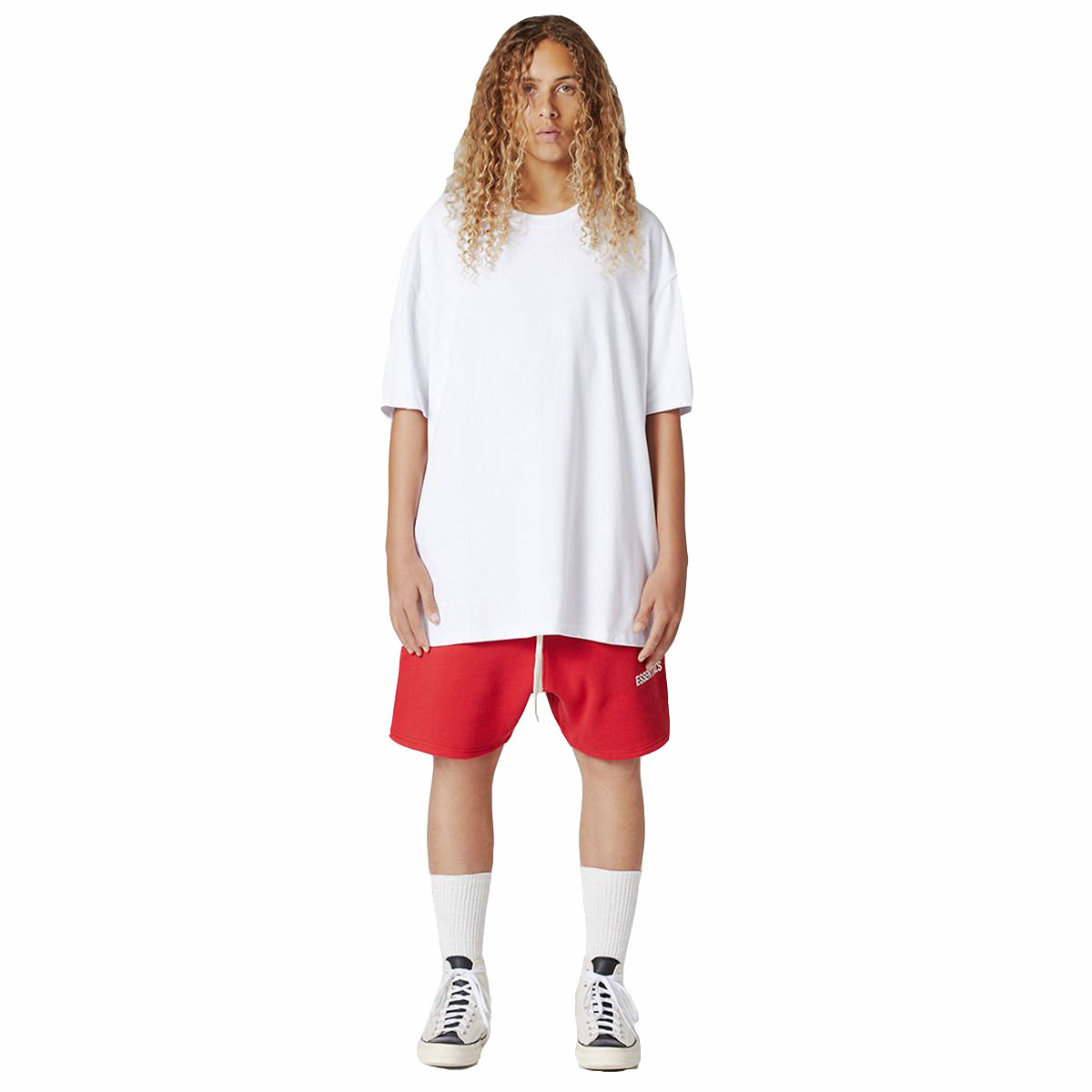 fear of god essentials graphic sweat shorts