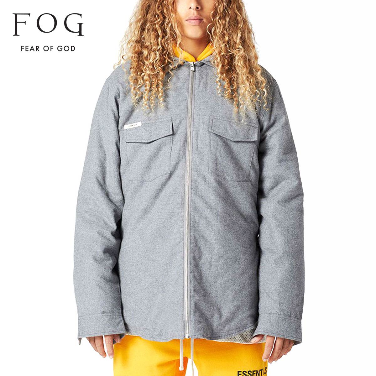 fear of god essentials hooded zip shacket