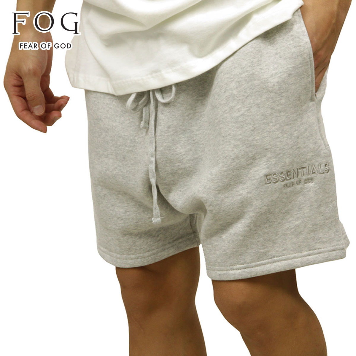 【尖んがり10倍 6/4 20:00～6/11 1:59】 フィアオブゴッド fog essentials 遊撃手ズボン下 メンズ 定め事品 FEAR OF GOD スウェットハーフパンツ ボトムス FOG - FEAR OF GOD ESSENTIALS SWEAT SHORTS HEATHER GREY 父の日 差し上げ物 ラッピング