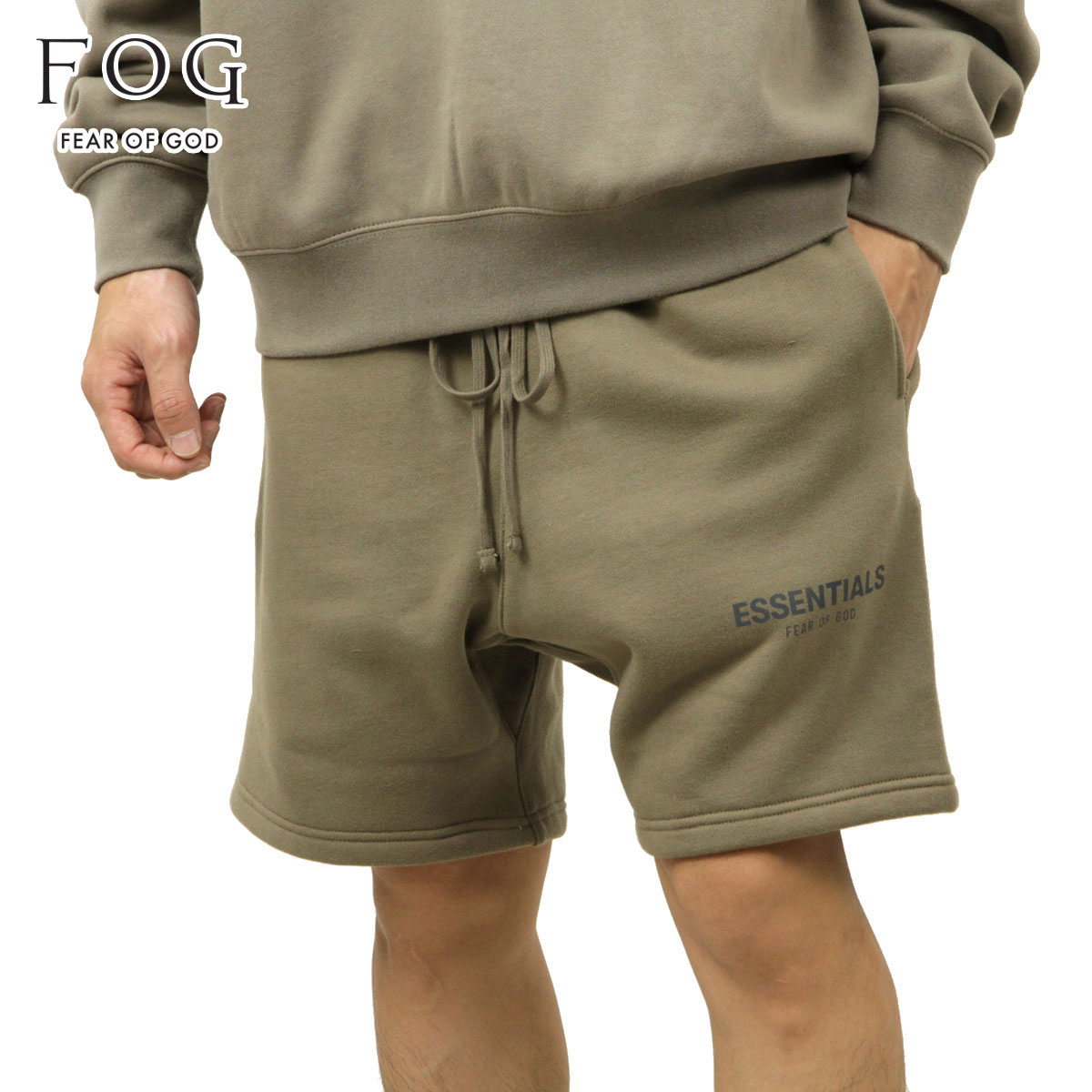 【尖んがり10倍 6/4 20:00～6/11 1:59】 フィアオブゴッド fog essentials 遊撃手ズボン下 メンズ 定め事品 FEAR OF GOD エッセンシャルズ スウェットパンツ 二分の一ズボン下 FOG - FEAR OF GOD ESSENTIALS SWEAT SHORTS BLACK 父の日 差し上げ物 ラッピング