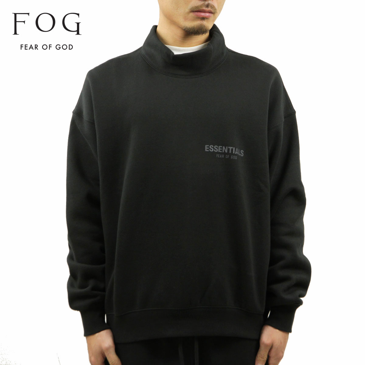 裏起毛　ESSENTIALS バックロゴ トレーナー　Sサイズ　ブラック FOG ESSENTIALS (エフオージーエッセンシャルズ) 裏起毛 ロゴ