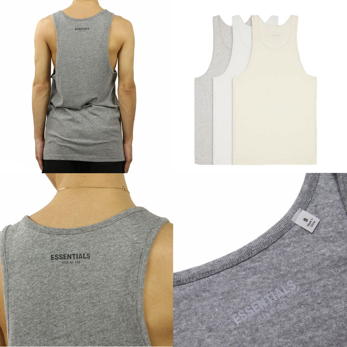 フィアオブゴッド タンクトップ メンズ 正規品 Fear Of God エッセンシャルズ 3パック タンクトップ 3枚組 Fog Fear Of God Essentials 3 Pack Tank Tops Multi Rocrooms Com