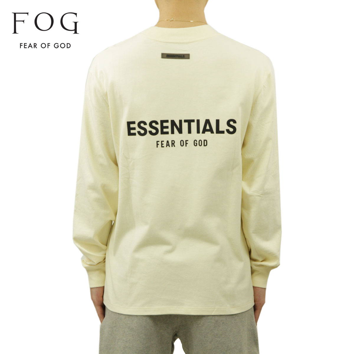 10%OFFセール 【販売期間 7/19 20:00～7/26 1:59】 フィアオブゴッド ロンT メンズ 正規品 FEAR OF GOD エッセンシャルズ 長袖Tシャツ ロゴT バックプリント クルーネック FEAR OF GOD ESSENTIALS LONG SLEEVE T-SHIRT CREAM｜ブランド品セレクトショップ MIXON