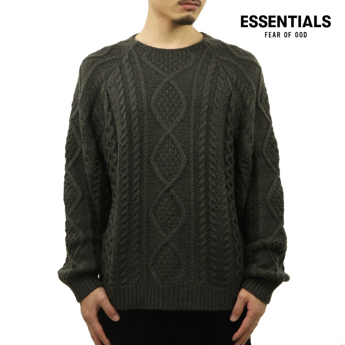 5%OFFセール 【販売期間 7/19 20:00～7/26 1:59】 フィアオブゴッド fog essentials セーター メンズ 正規品 FEAR OF GOD トップス ケーブルニット クルーネック プルオーバー ESSENTIALS FEAR OF GOD CABLE KNIT SWEATER OFF BLACK｜ブランド品セレクトショップ MIXON