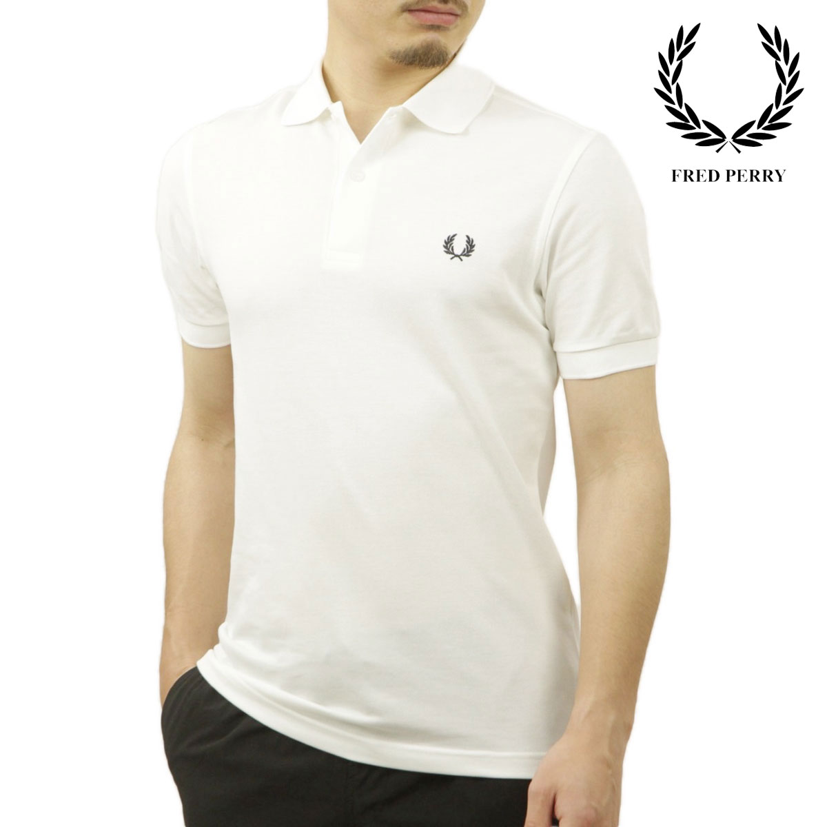 フレッドペリー メンズ ポロシャツ 正規販売店 FRED PERRY 半袖 ワンポイント ロゴ THE FRED PERRY SHORT SLEEVE POLO SHIRT M6000 100 WHITE