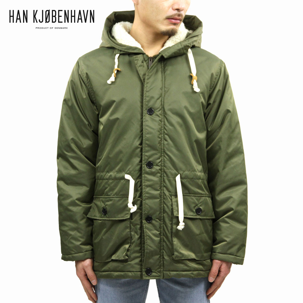 【ポイント10倍 4/4 20:00～4/10 1:59】 ハン ジャケット メンズ 正規販売店 HAN KJOBENHAVN アウター ジャケット PARKA JACKET オリーブ D15S25