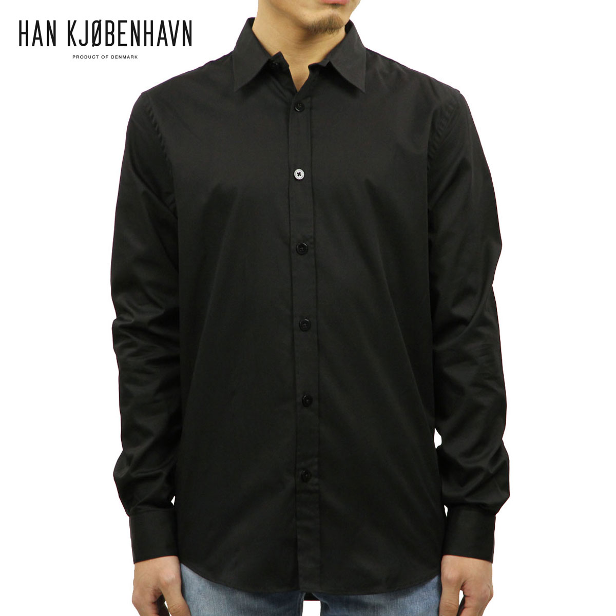 ハン HAN KJOBENHAVN メンズ シャツ EVERYDAY SHIRT 39.1 BLACK D00S20