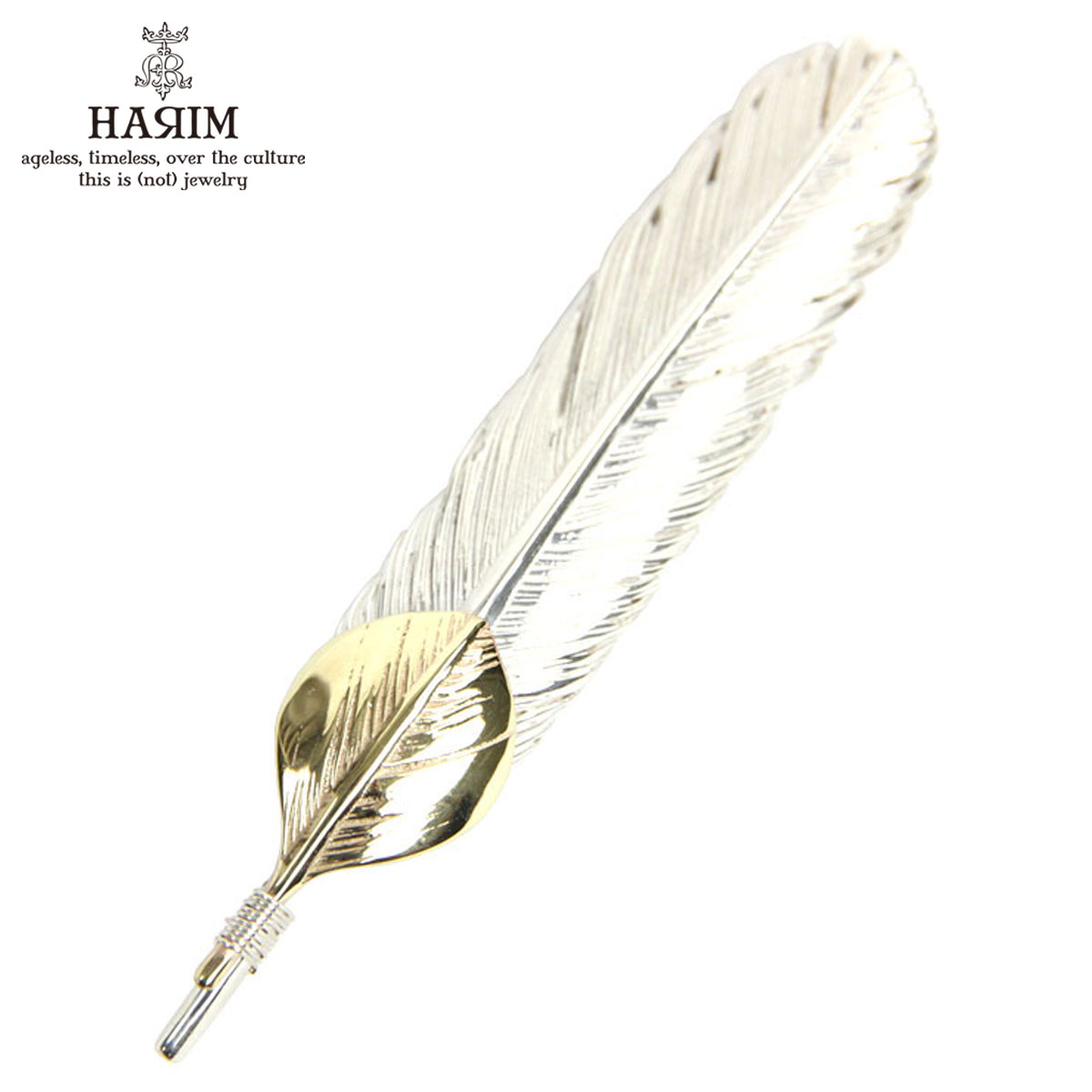 ハリム HARIM シャンデリヤいの一番（チェーン店別売り） HARIM FEATHER CENTER M HRT004 WH/OX SILVER 925 with 10K GOLD HEART FEATHER 父の日 差し上げ物 ラッピング