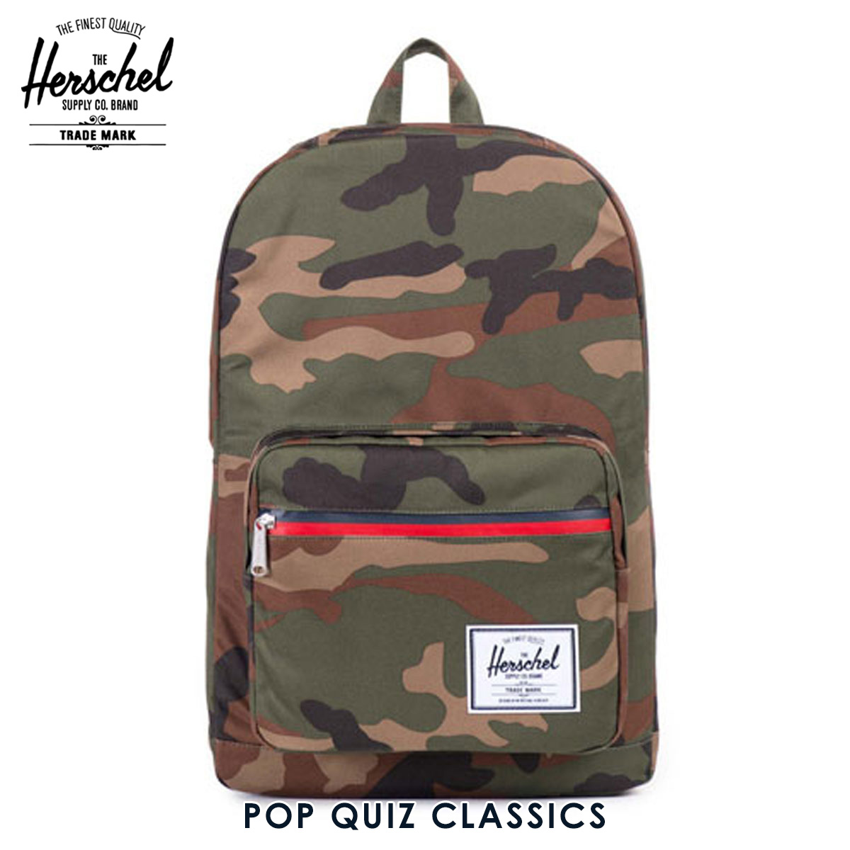 【尖んがり10倍 5/9 20:00～5/16 1:59】 ハー甲殻 御徒面子 置き目売りわたす店 Herschel Supply ハーシェルサプライ 御徒面子 POP QUIZ CLASSICS 10011-00699-os WOODLAND CAMO/NAVY\u0026RED ZIPPER D15S25 バッグ-バッグ・小物・ブランド雑貨