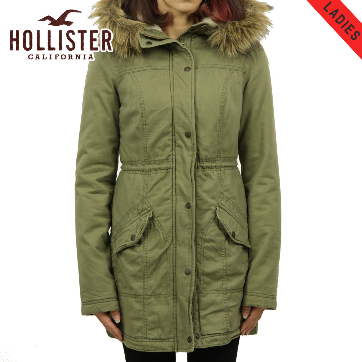 ホリスター アウター レディース 置き目品 HOLLISTER 上衣 ホリスター Jack Creek Twill Parka 344-445-0245-033 D20S30 父の日 差し上げ物 ラッピング