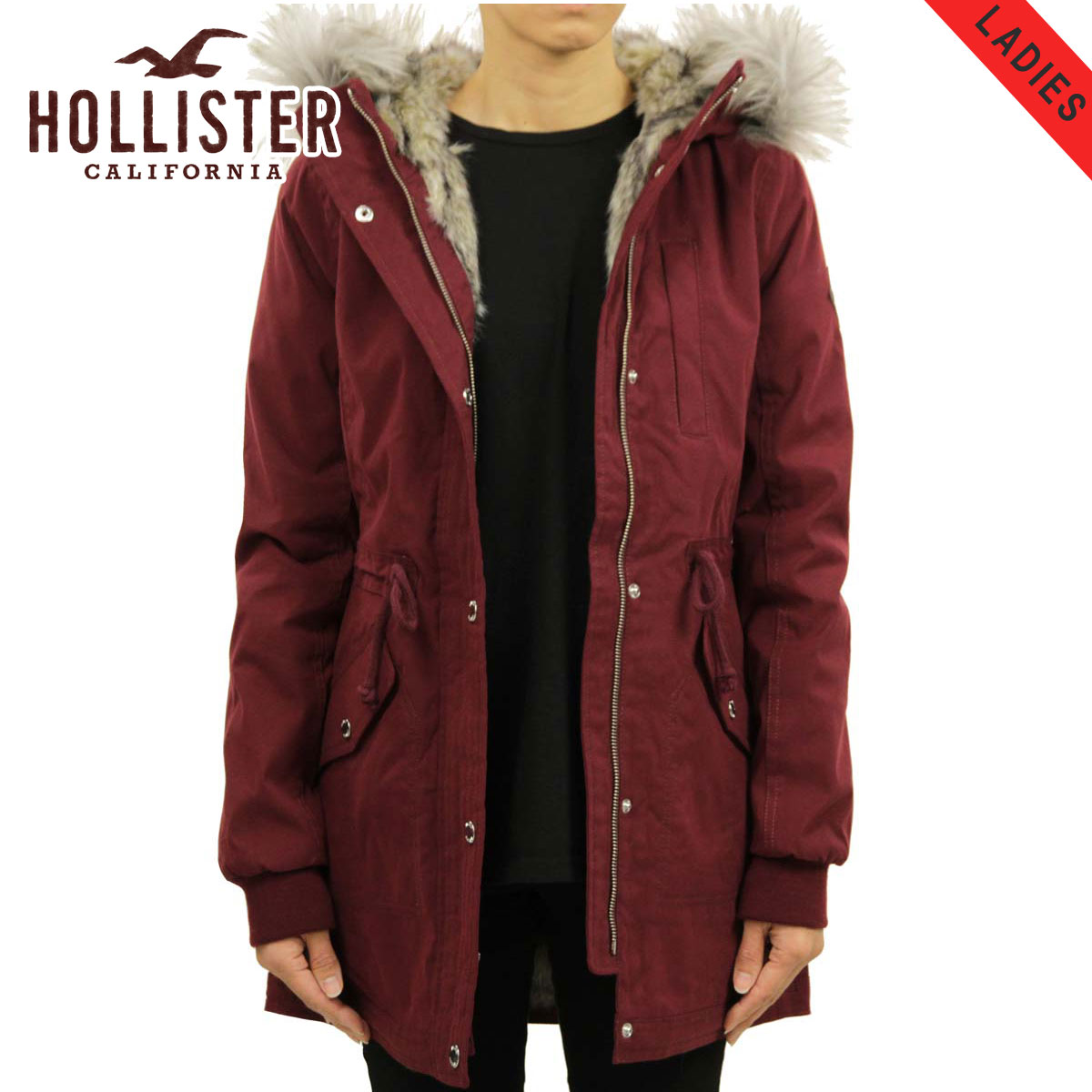 【ポイント10倍 4/14 20:00～4/17 9:59】 ホリスター アウター レディース 正規品 HOLLISTER ジャケット フードロングコート Stretch Faux-Fur-Lined Parka 344-445-0675-900