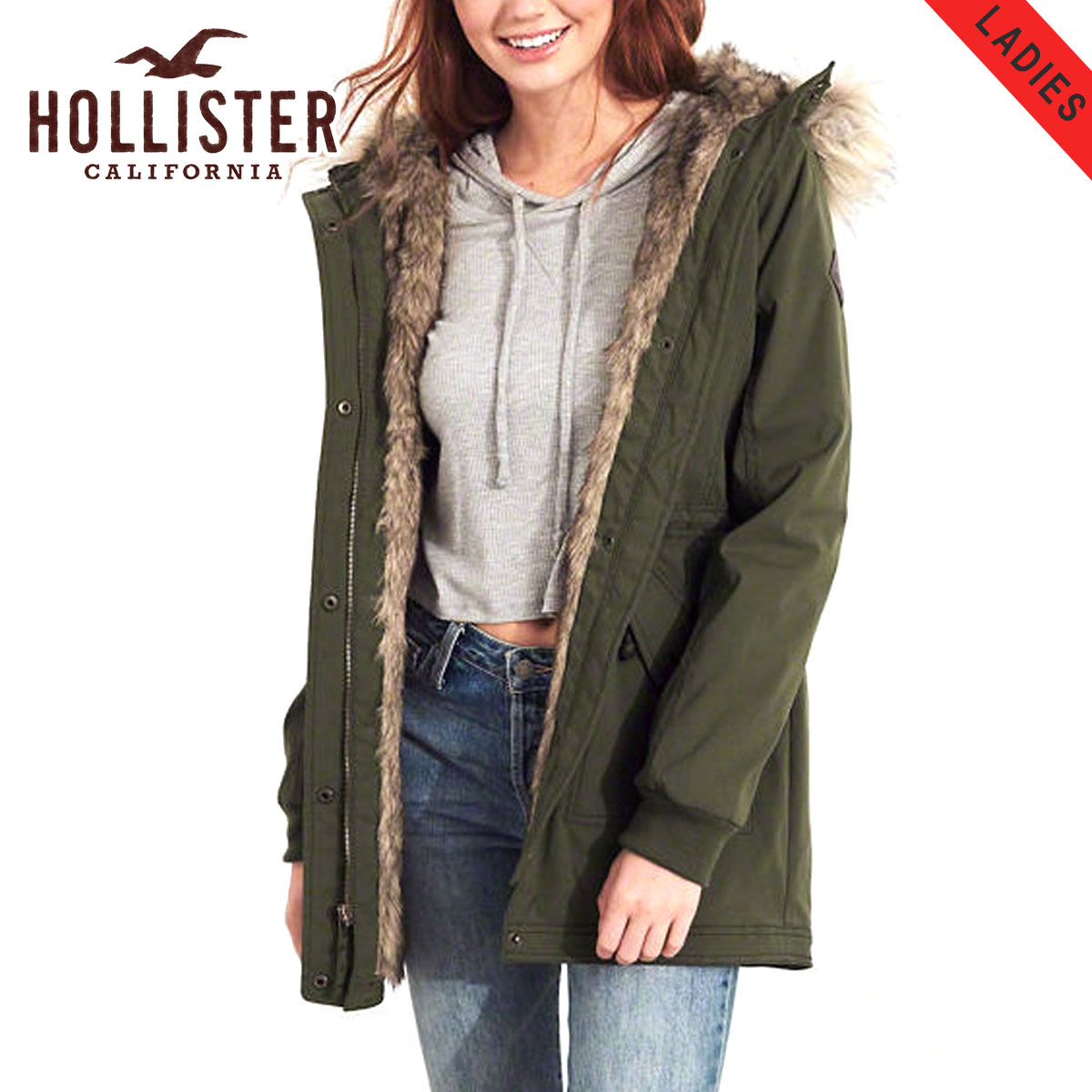 hollister denim jacket with fur