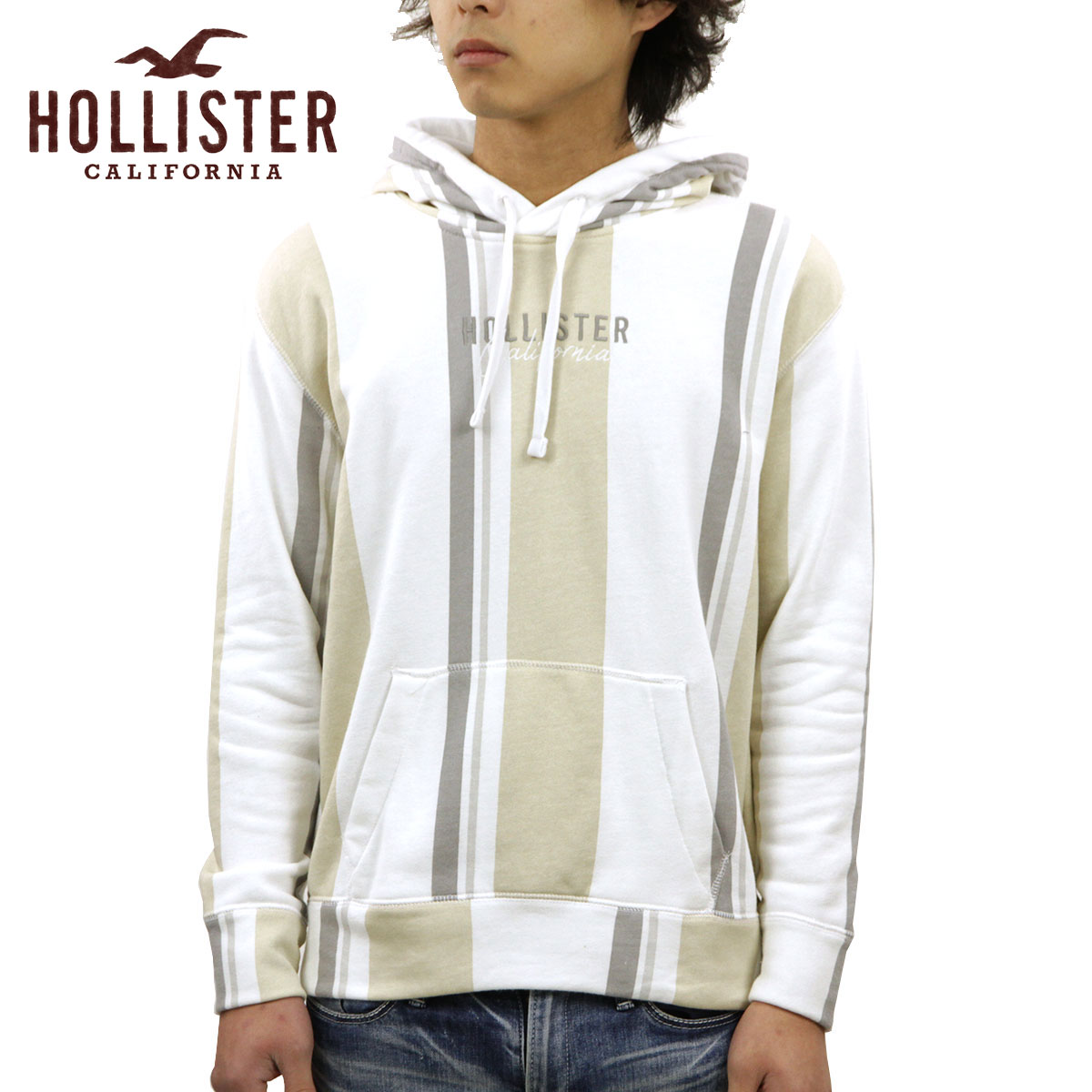 激安特価 ホリスター パーカー メンズ 正規品 Hollister プルオーバーパーカー ロゴ ストライプ Stripe Logo Hoodie 322 221 0922 404 ブランド品セレクトショップ Mixon 爆売り Skylines Ae