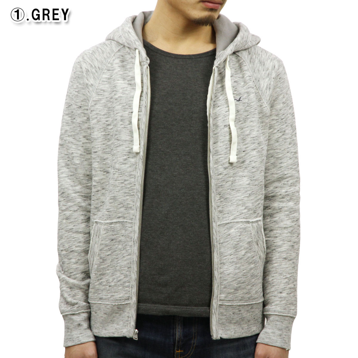 hollister grey zip up hoodie