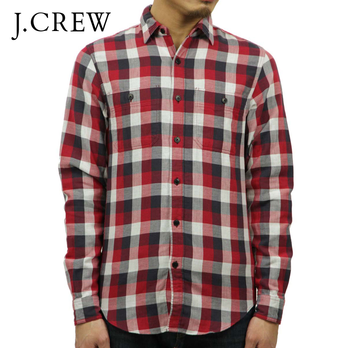 ジェイクルー シャツ メンズ 正規品 J.CREW 長袖シャツ レッド D20S30