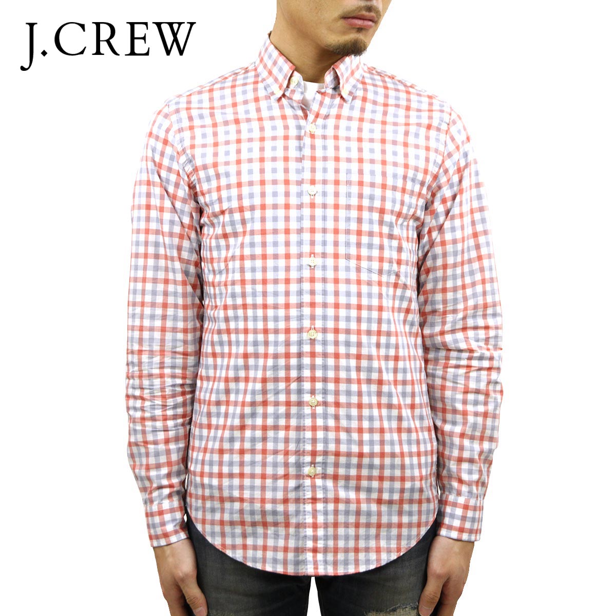 ジェイクルー シャツ メンズ 正規品 J.CREW 長袖シャツ ボタンダウンシャツ ホワイトピンク D20S30