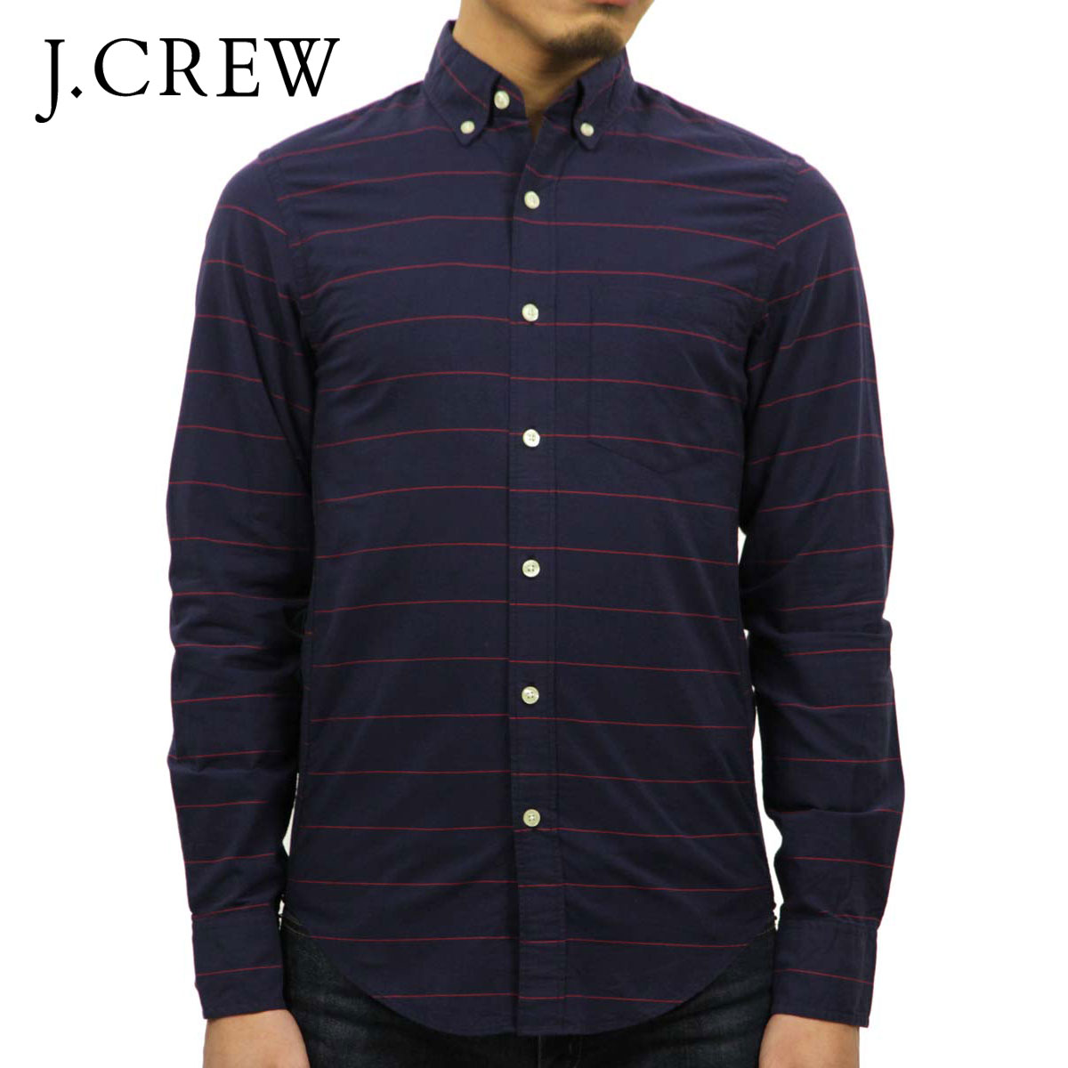 ジェイ労働者の一団 プルオーバー メンズ 置き目品 J.CREW 長袖プルオーバー SLIM WASHED SHIRT IN HORIZONTAL STRIPE D20S 父の日 差し上げ物 ラッピング