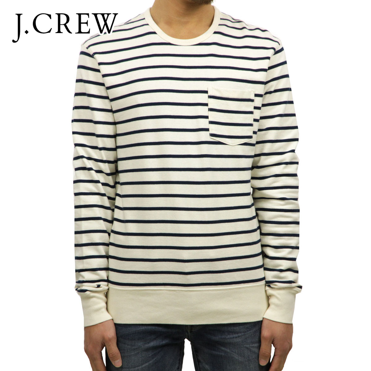 ジェイ労働者の一団 流汗 メンズ 置き目品 J.CREW 調教師 STRIPED LIGHTWEIGHT FLEECE CREWNECK SWEATSH 父の日 差し上げ物 ラッピング