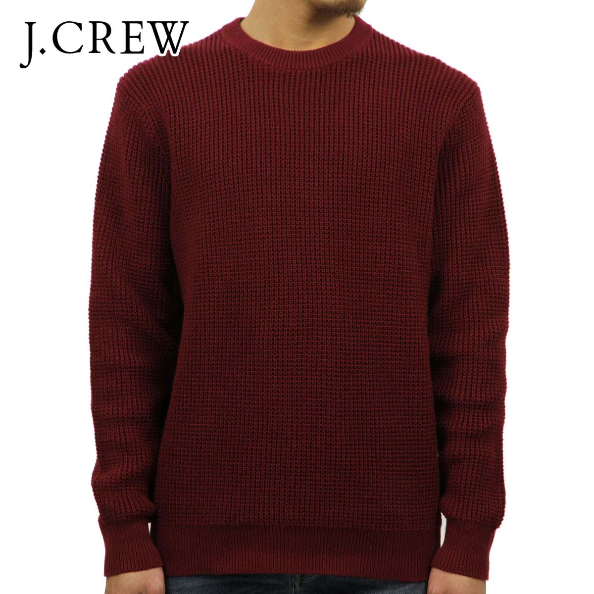 20%OFFクーポンセール 【利用期間 4/14 20:00～4/17 9:59】 ジェイクルー J.CREW 正規品 メンズ コットンワッフルクルーネックセーター COTTON WAFFLE CREWNECK SWEATER BURGUNDY J7107