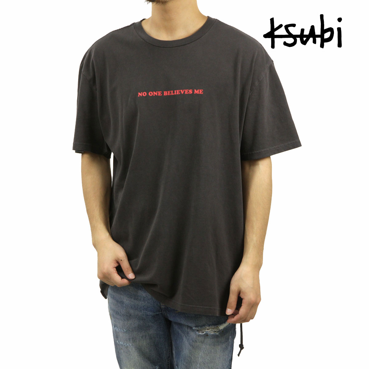 【ポイント10倍 4/4 20:00～4/10 1:59】 スビ メンズ 半袖Tシャツ 正規販売店 Ksubi クルーネック バックプリント BELIEVES ME BIGGIE SHORT SLEEVE TEE FADED BLACK MSP24TE022 BLACK