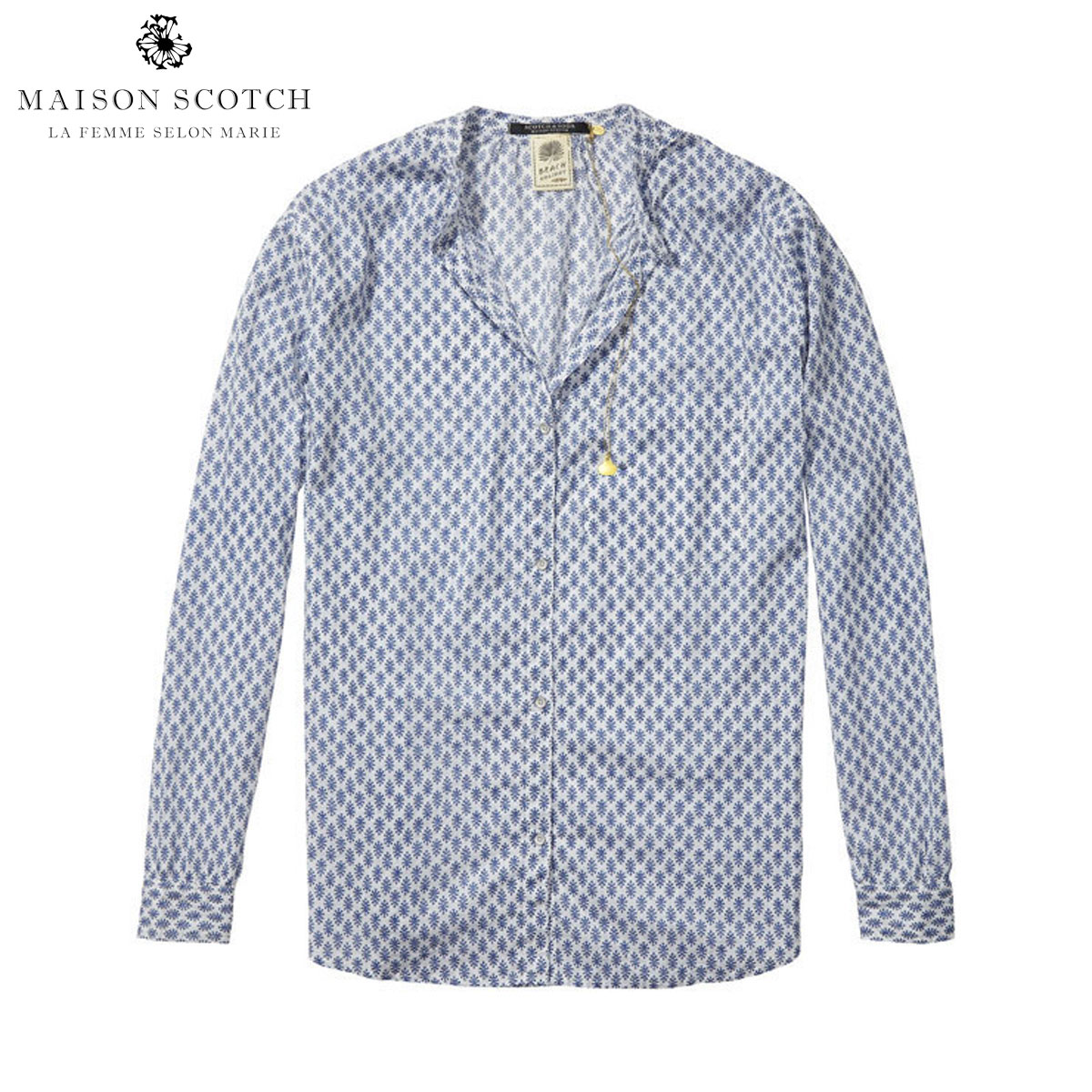 メゾンスコッチ MAISON SCOTCH 正規販売店 レディース 長袖シャツ Lightweight cotton shirt in fun summer dessins 131143 C MAISON SCOTCH メゾンスコッチ 正規販売店 レディース 長袖
