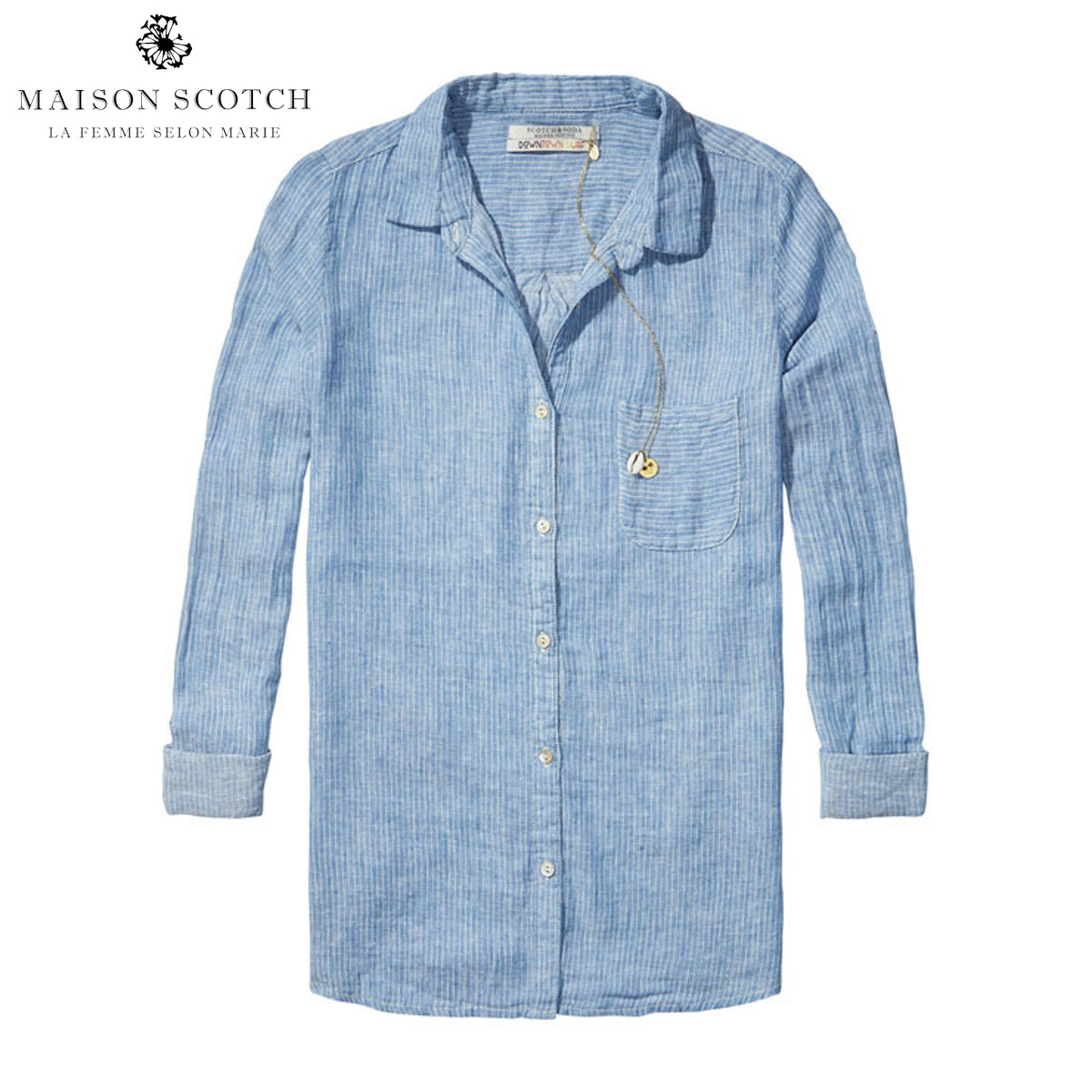メゾンスコッチ MAISON SCOTCH 正規販売店 レディース 長袖シャツ Lightweight cotton shirt in fun summer dessins 131143 C MAISON SCOTCH メゾンスコッチ 正規販売店 レディース 長袖