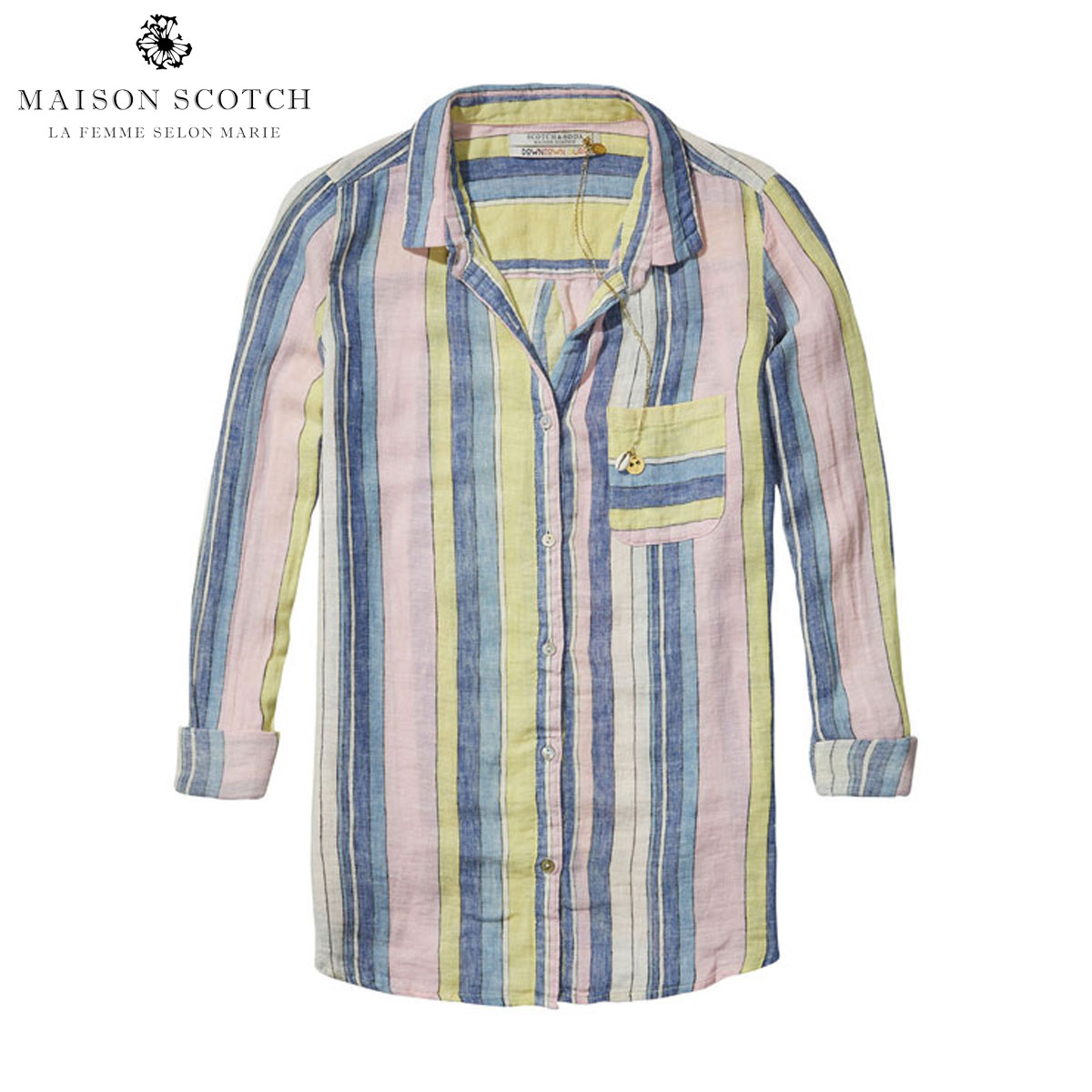 メゾンスコッチ MAISON SCOTCH 正規販売店 レディース 長袖シャツ Lightweight cotton shirt in fun summer dessins 131143 C MAISON SCOTCH メゾンスコッチ 正規販売店 レディース 長袖