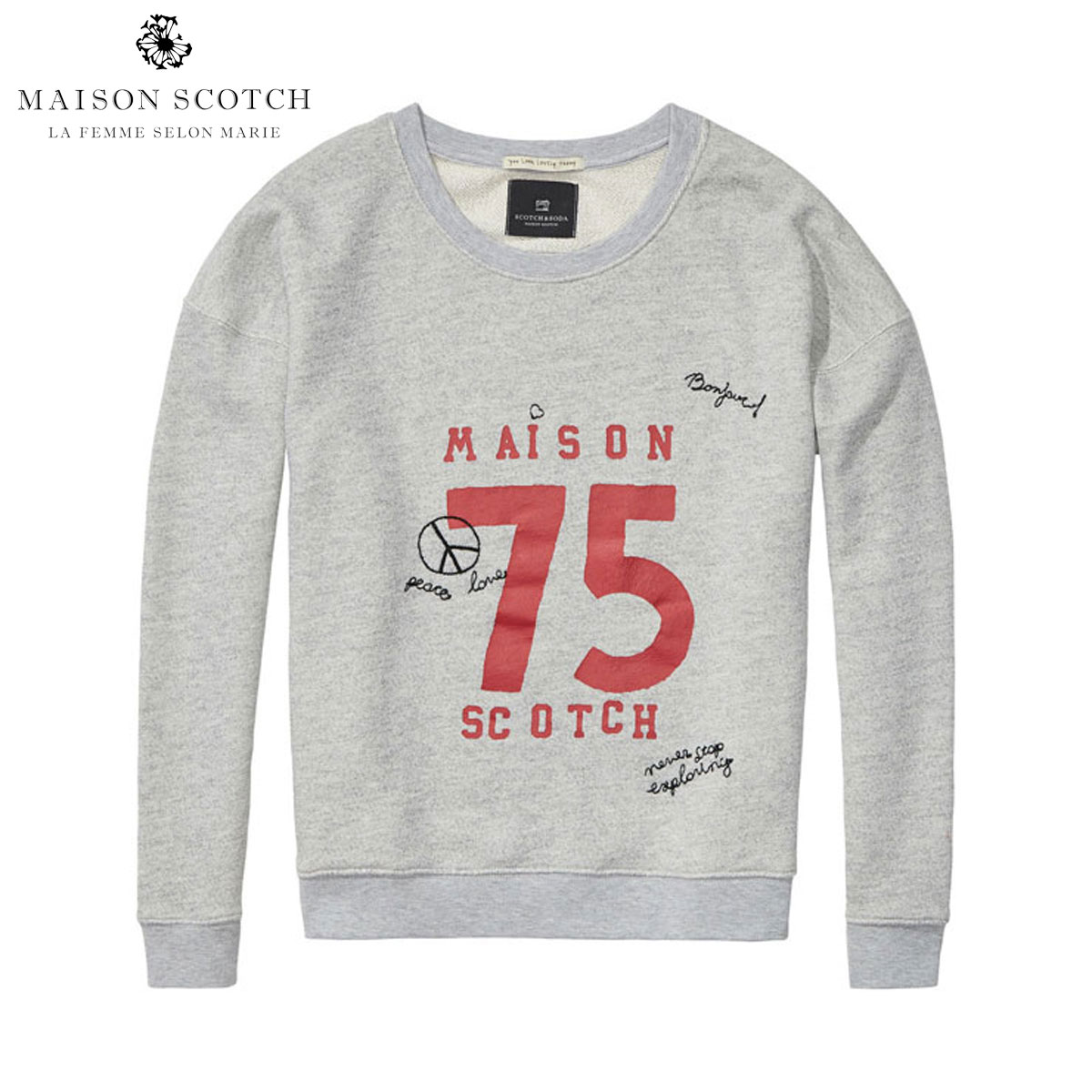 【ポイント10倍 4/14 20:00～4/17 9:59】 メゾンスコッチ MAISON SCOTCH 正規販売店 レディース トレーナー Easy crew neck sweat with 'Maison' artworks 131201 970 D00S20